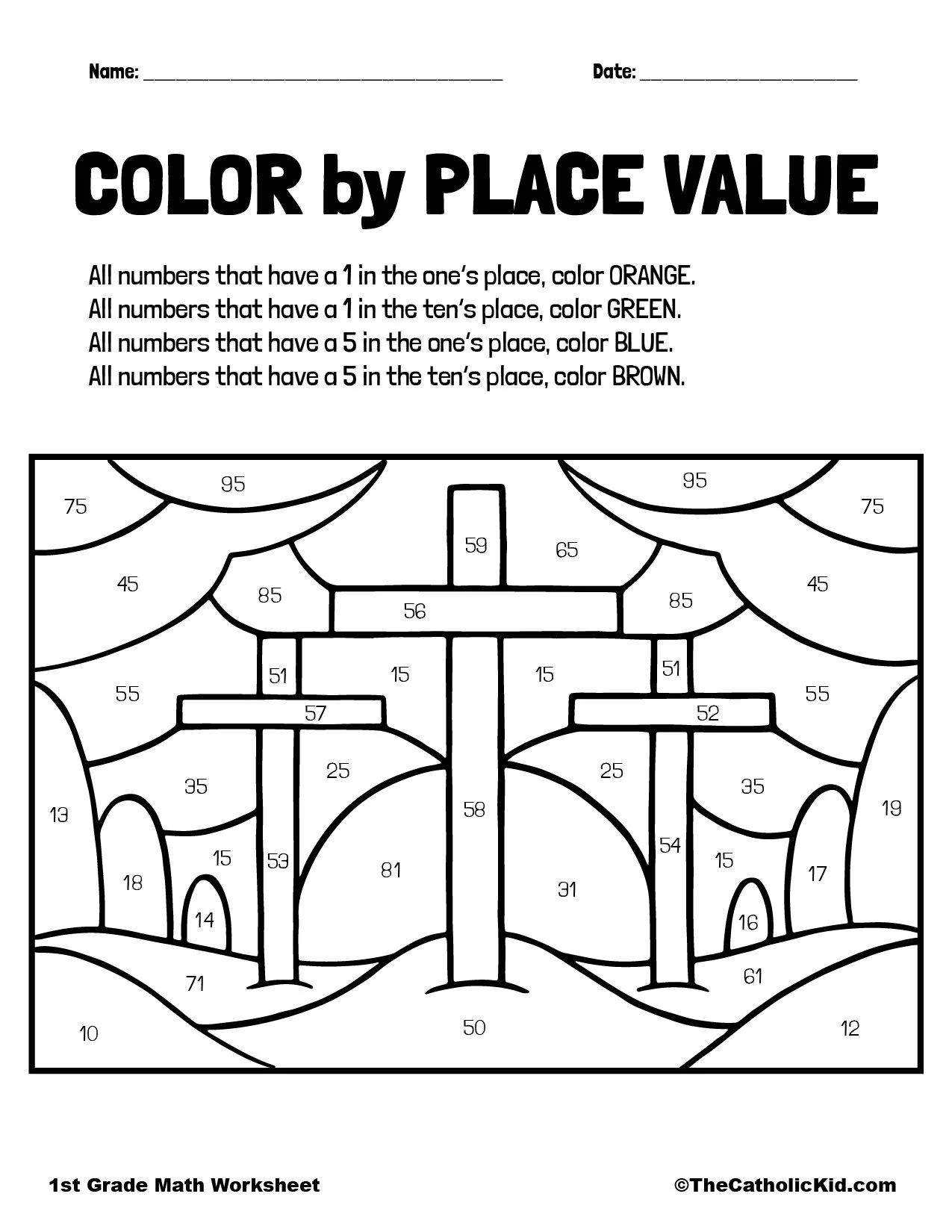 place value color by number