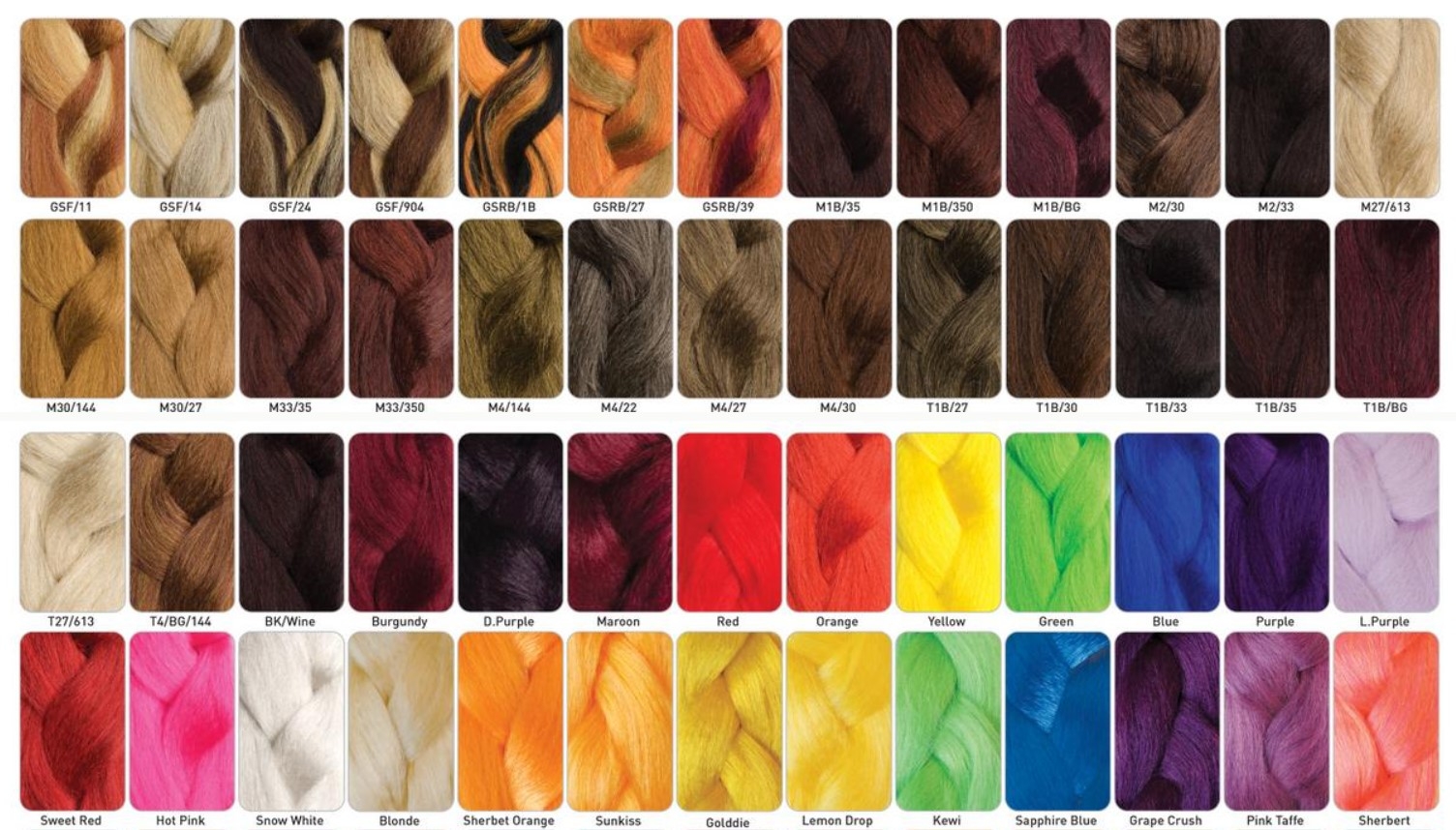 Color Charts Golden State Braiding Crochet Hair TRENDZ BEAUTY SUPPLY