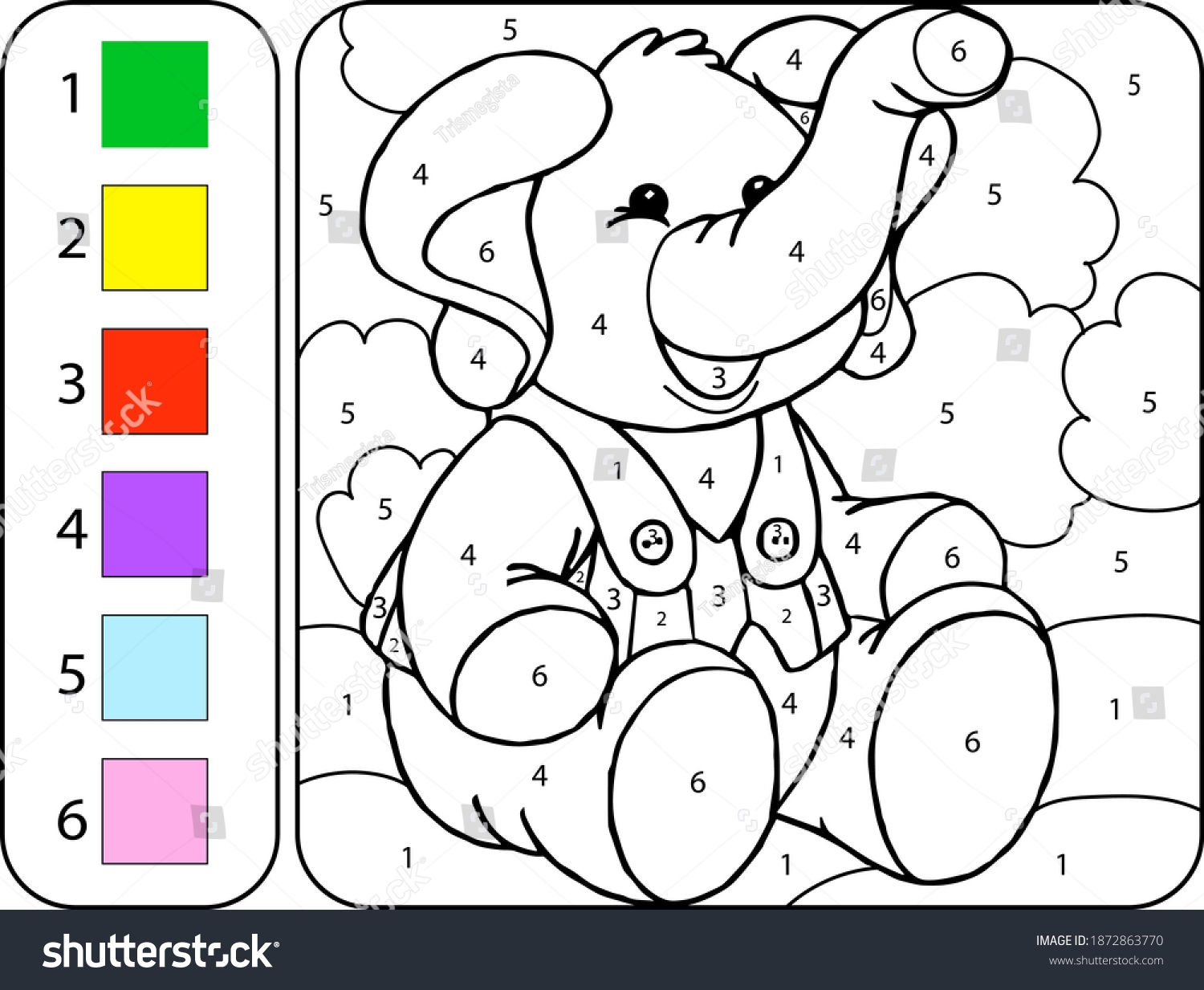 color by number elephant