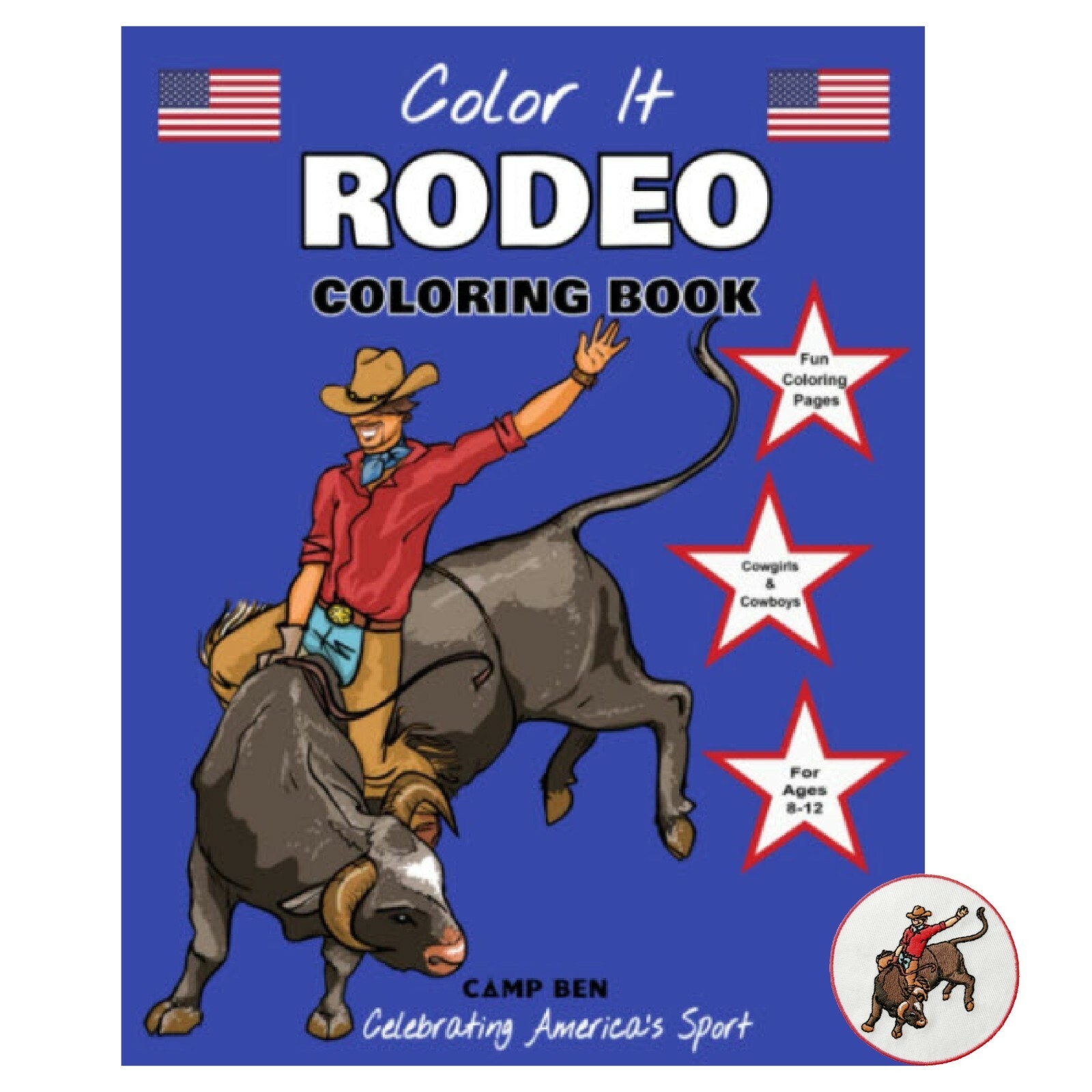 COLOR IT RODEO Coloring Book With Vest Patch Western Cowboys Bull Riding EBay
