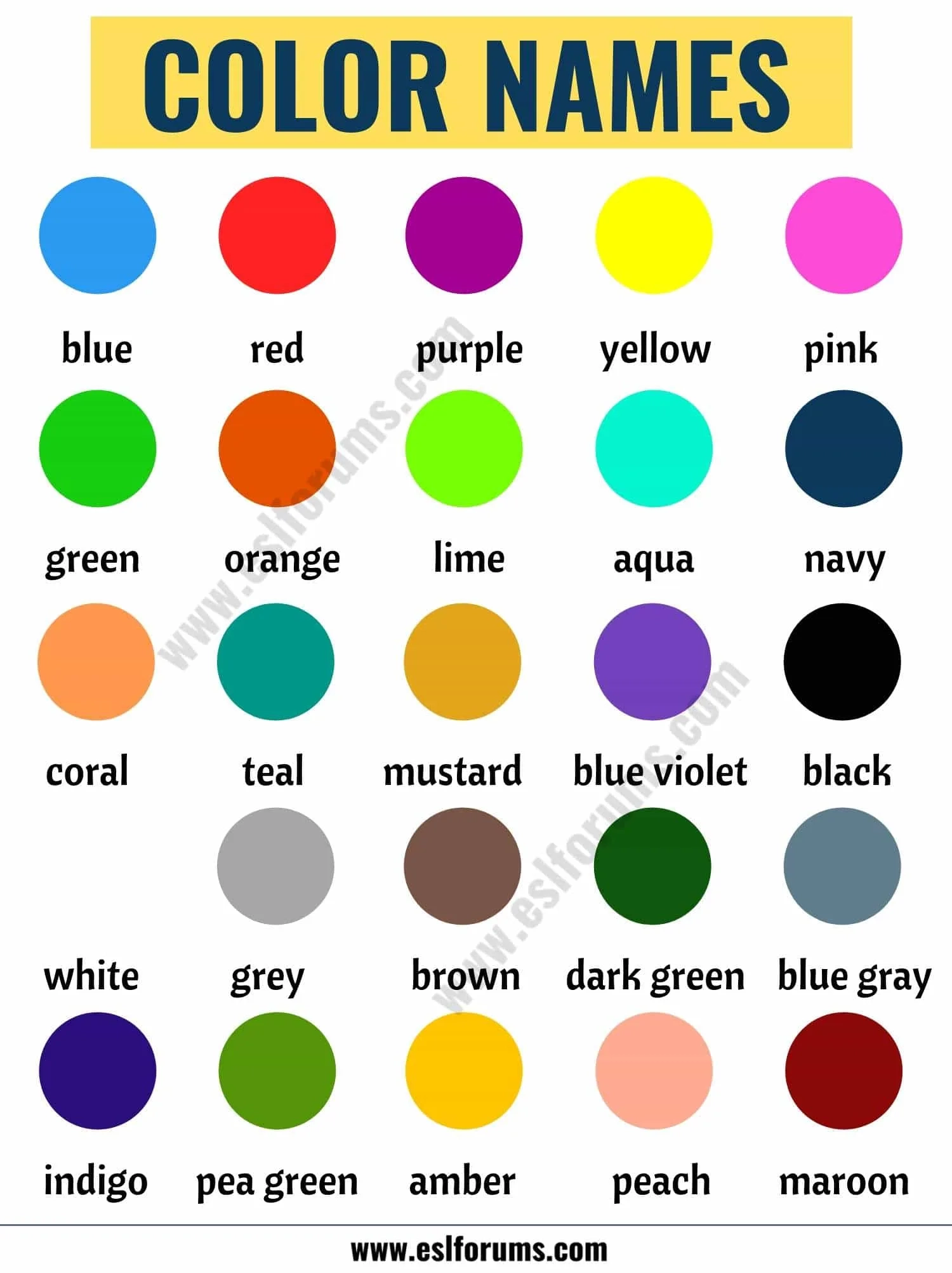 Color Names List Of Colors In English ESL Forums