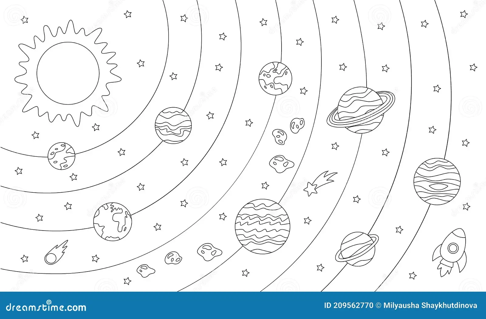 Color Solar System Scheme Coloring Sheet For Kids Stock Vector Illustration Of Background Universe 209562770
