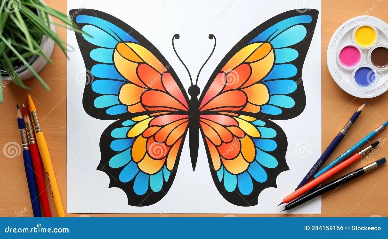 Colorful Butterfly Tutorial Easy Abstract Design For Coloring Stock Illustration Illustration Of Balanced Light 284159156