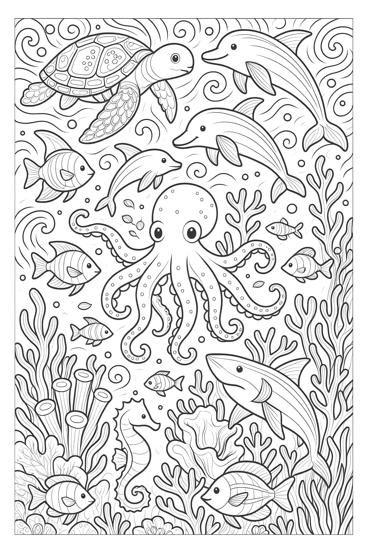 Coloring Page Ocean Animals Coloring Pages Mimi Panda