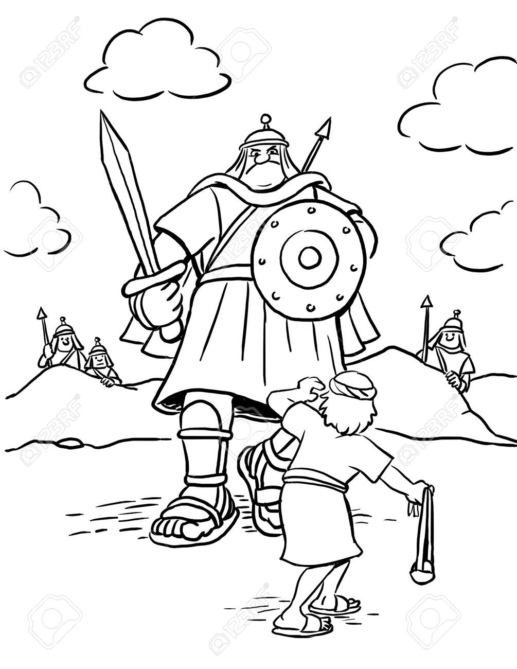 david and goliath coloring page
