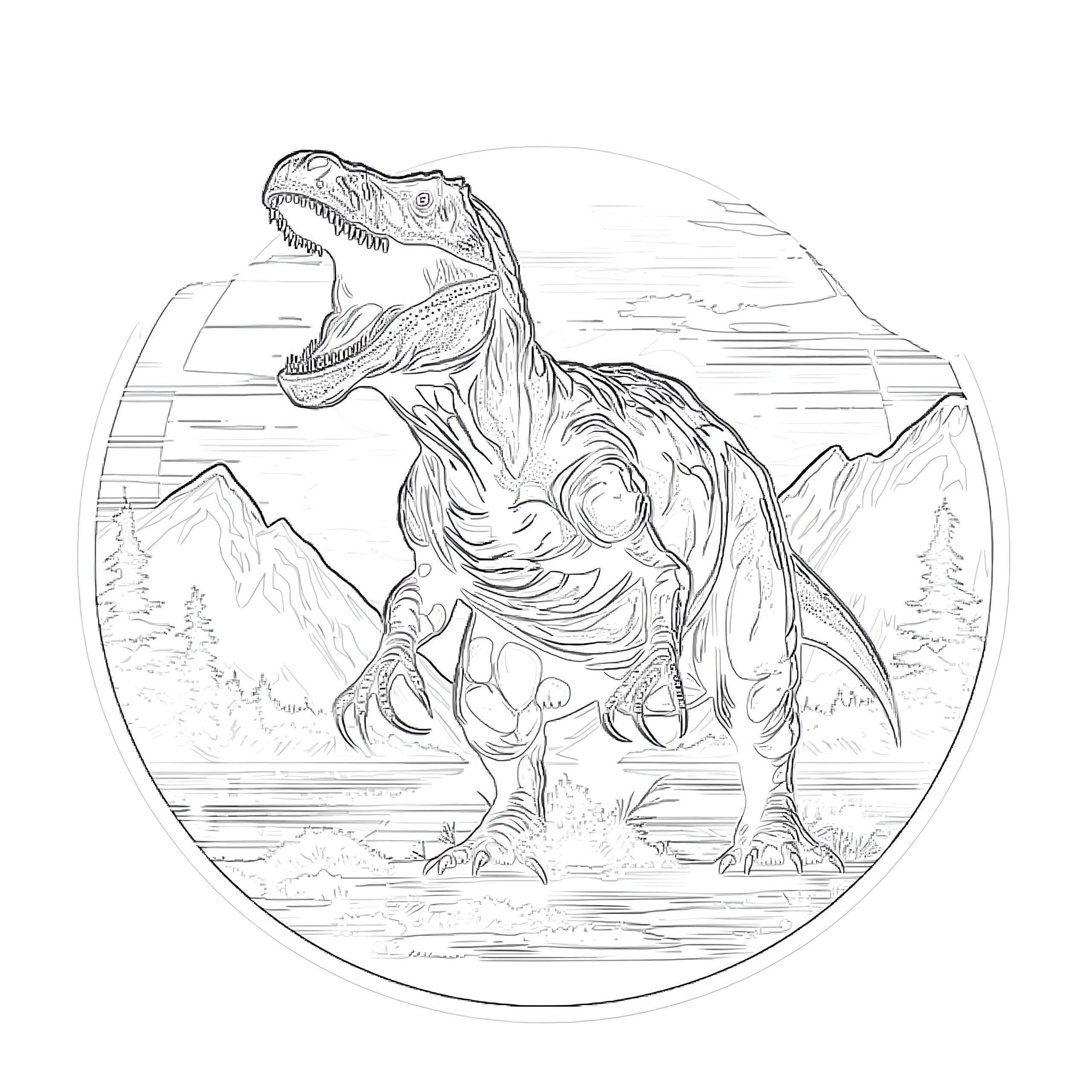 t rex colouring in pages