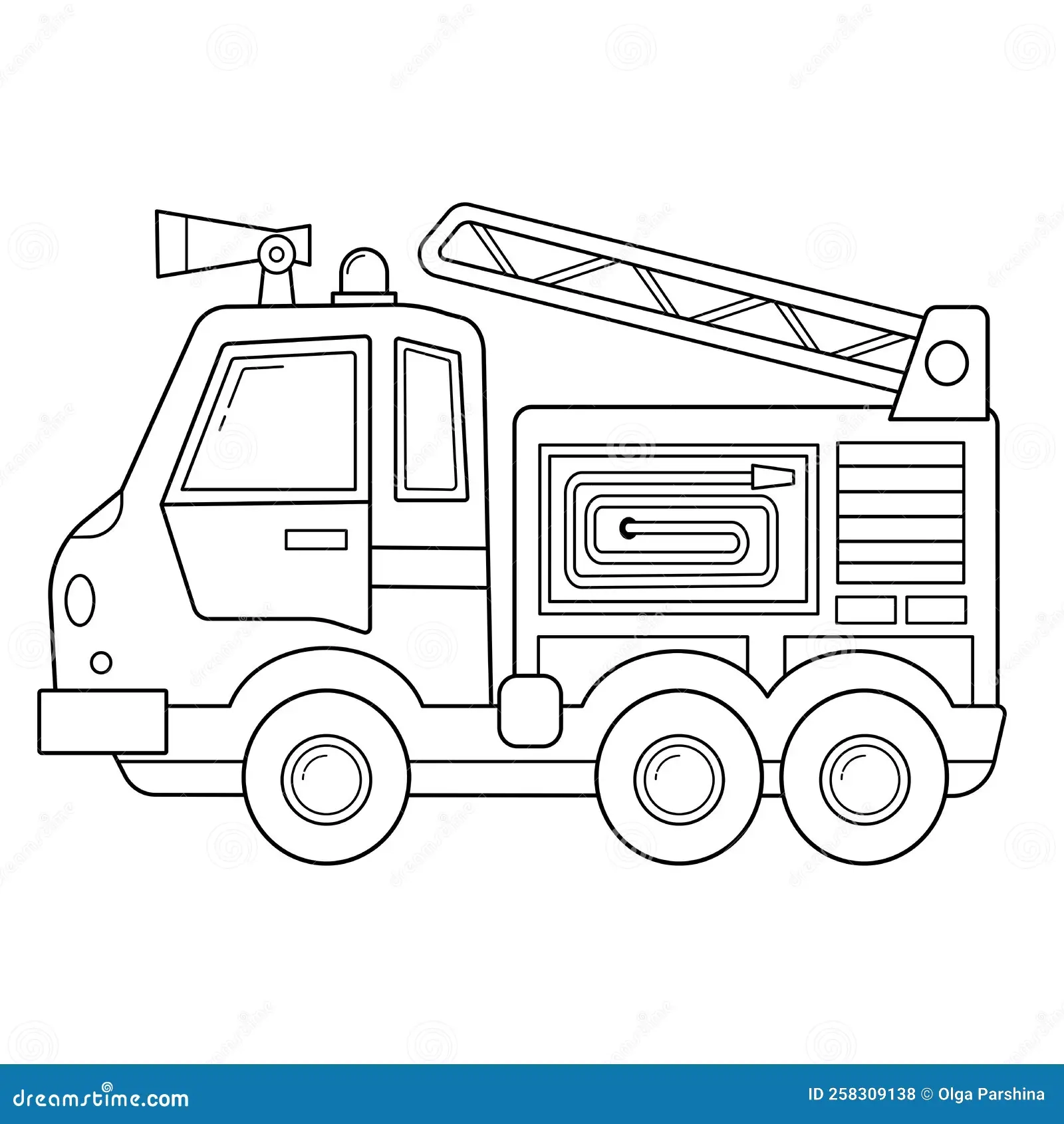 Coloring Page Outline Of Cartoon Fire Truck Professional Transport Stock Vector Illustration Of Male Page 258309138