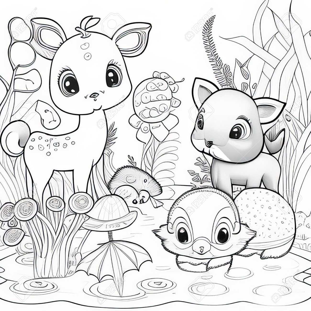 Coloring Page Outline Of Cute Cartoon Animals Vector Illustration Stock Photo Picture And Royalty Free Image Image 211630979 Coloring Page Outline Of Cute Cartoon Animals Vector Illustration Stock Photo Picture And Royalty Free Image Image 211630979