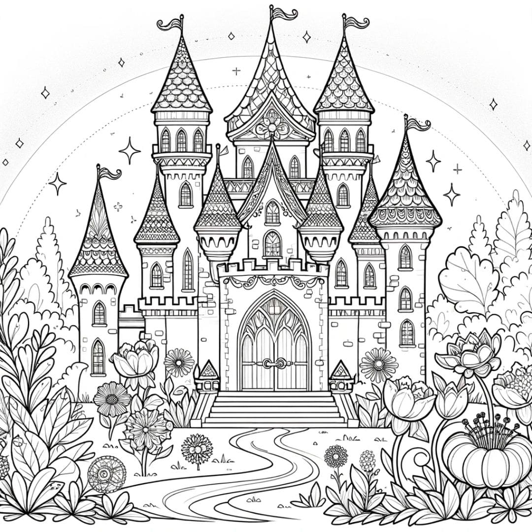 Coloring Page Princess Castle