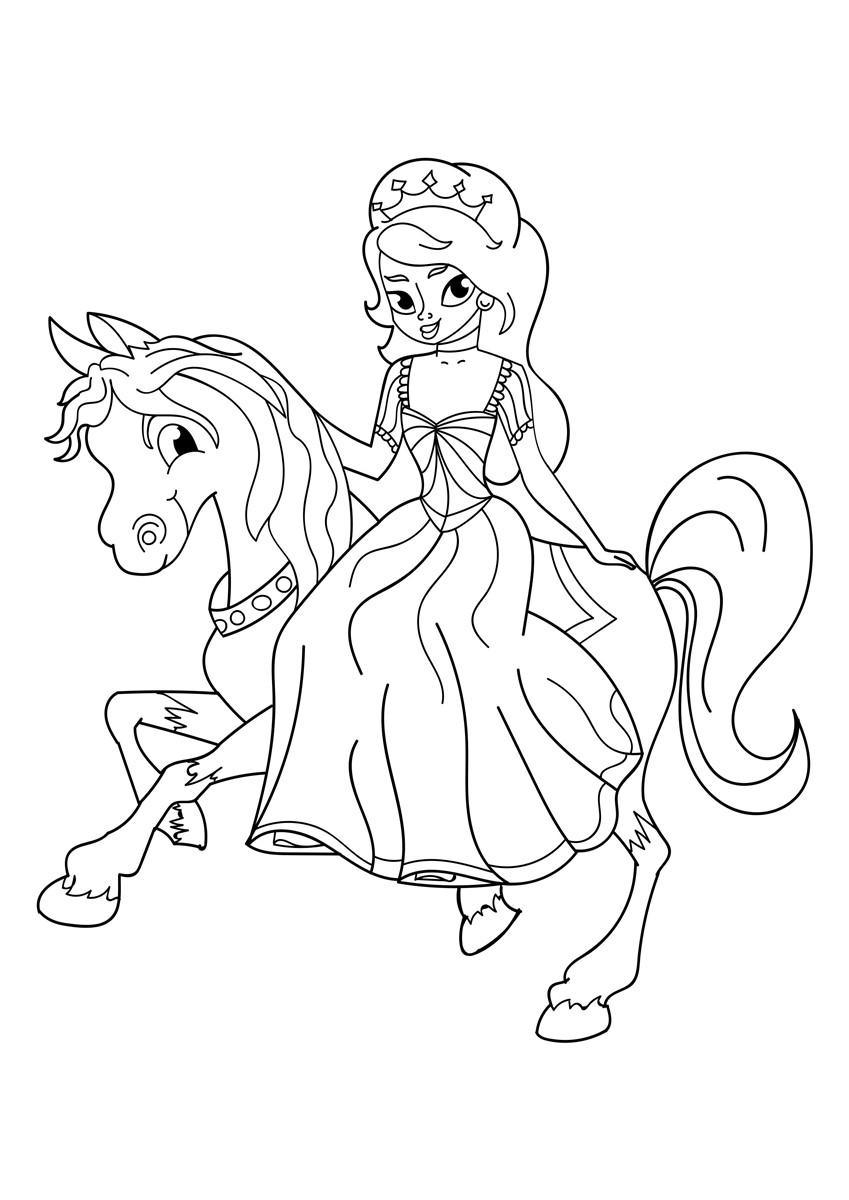Coloring Page Princess On Horseback Free Printables Img 31031