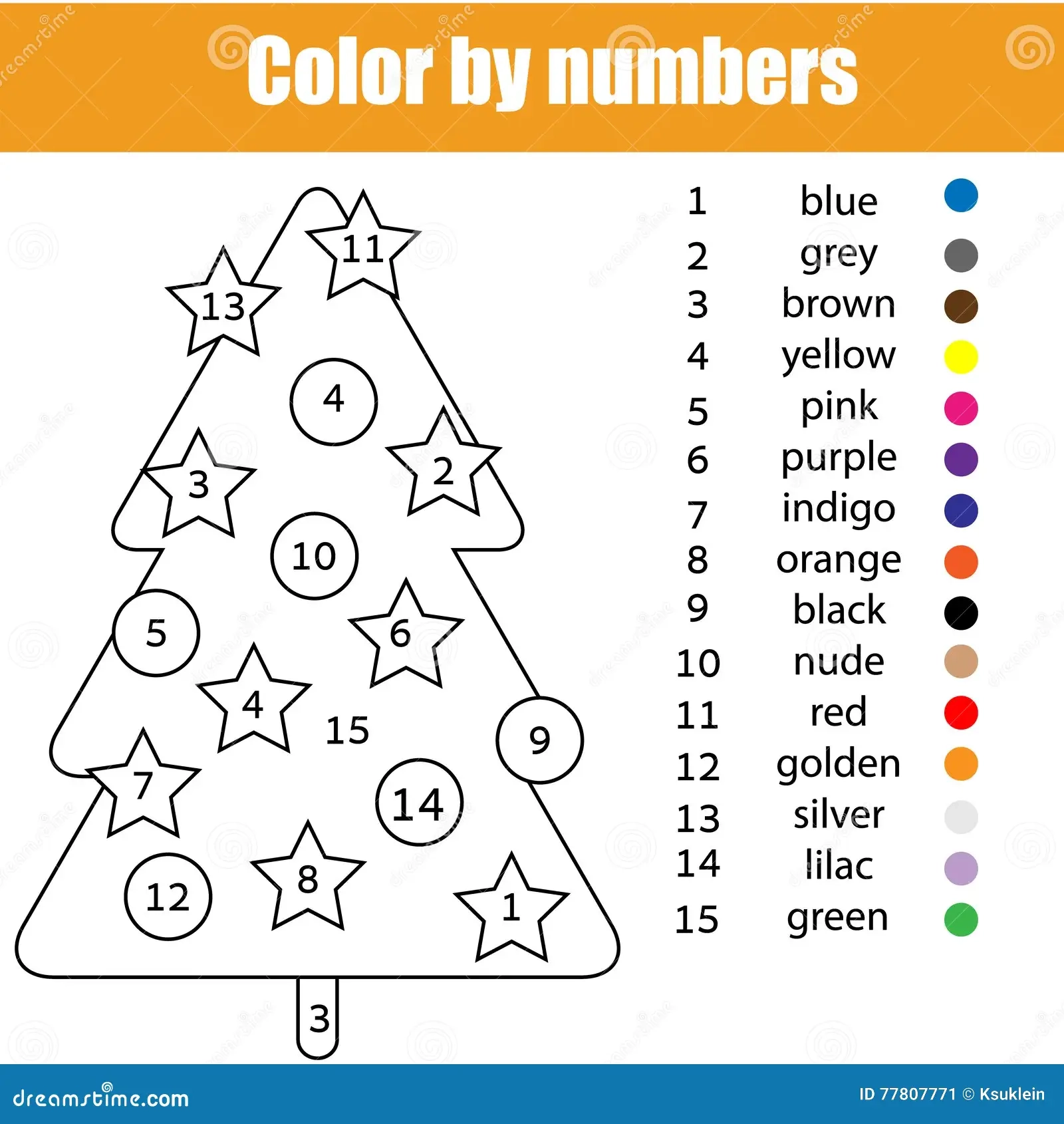 color by number christmas tree