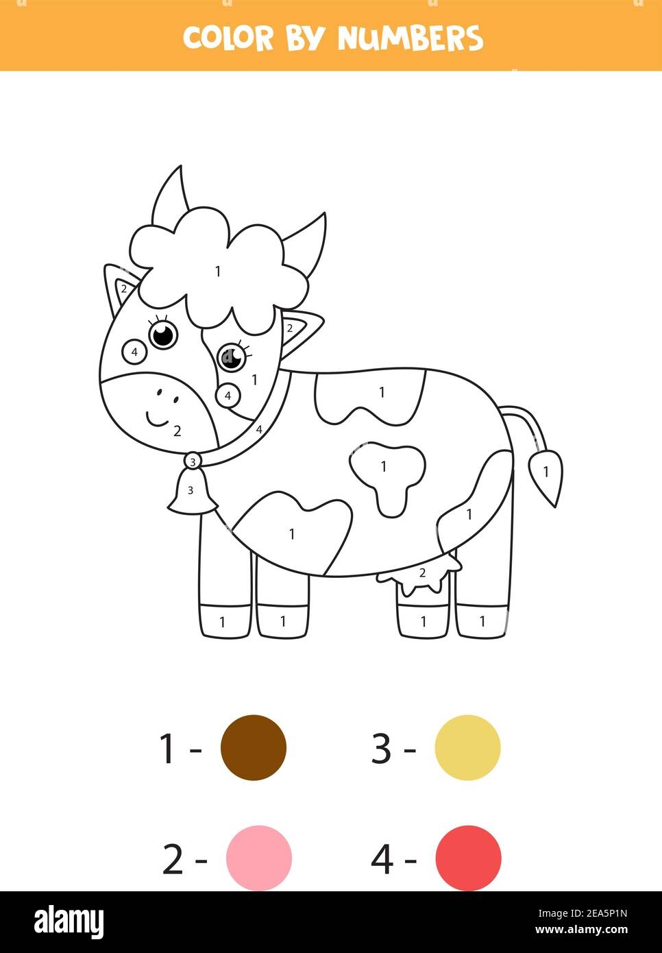 Coloring Page With Cute Cartoon Cow Color By Numbers Math Game For Kids Stock Vector Image Art Alamy Coloring Page With Cute Cartoon Cow Color By Numbers Math Game For Kids Stock Vector Image Art Alamy
