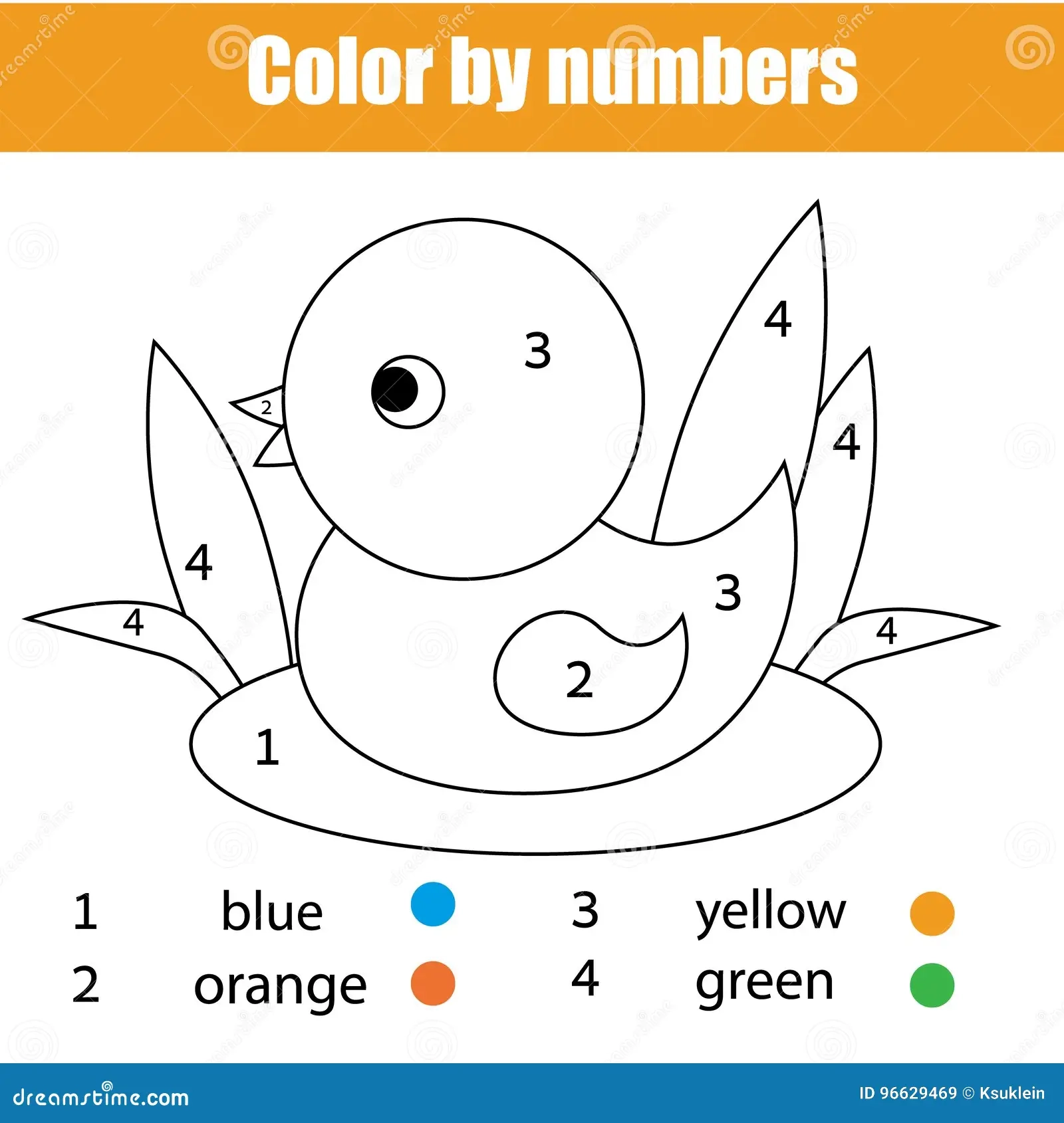 Coloring Page With Duck Bird Color By Numbers Educational Children Game Drawing Kids Activity Stock Vector Illustration Of Sheet Bird 96629469