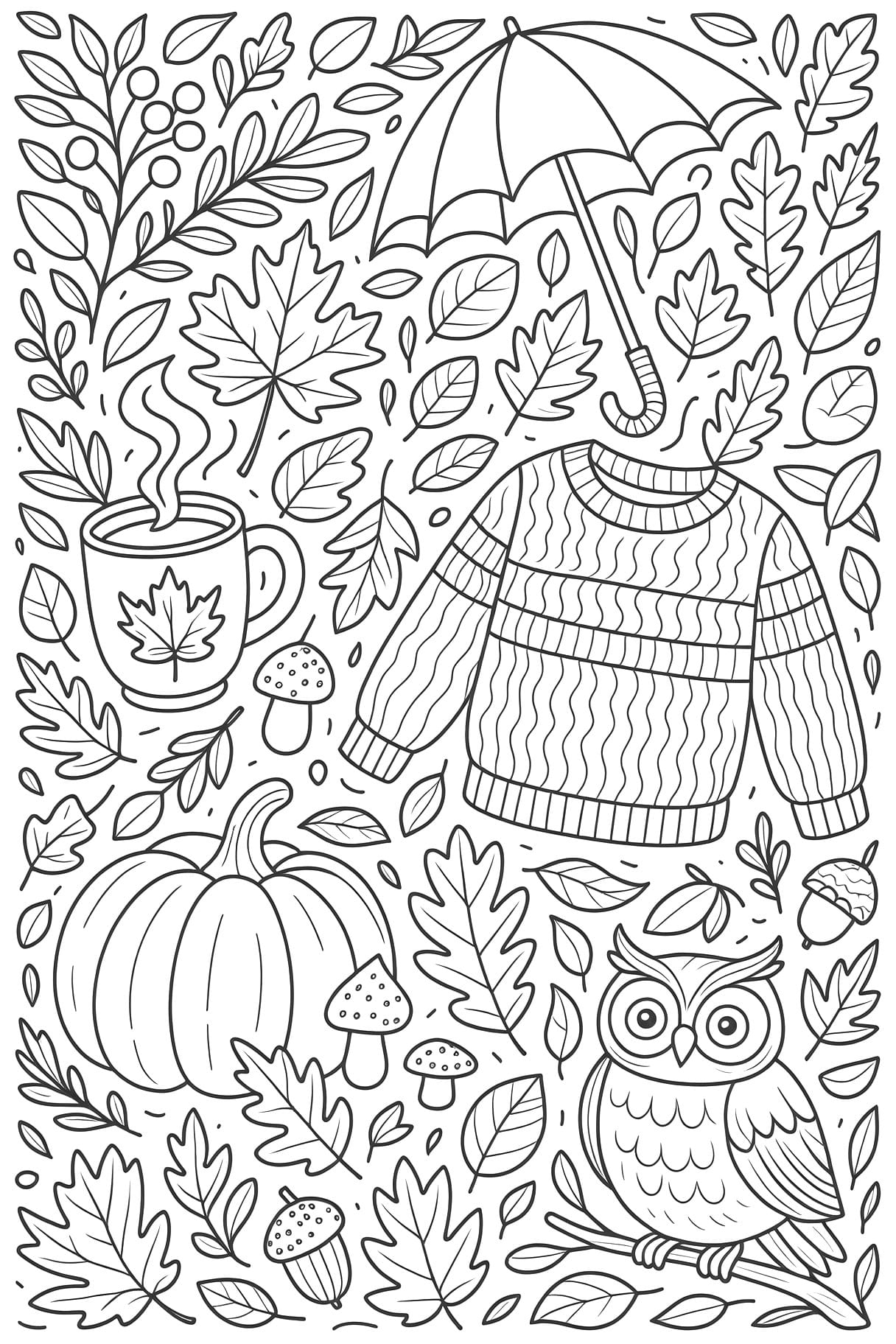 fall leaves coloring pages