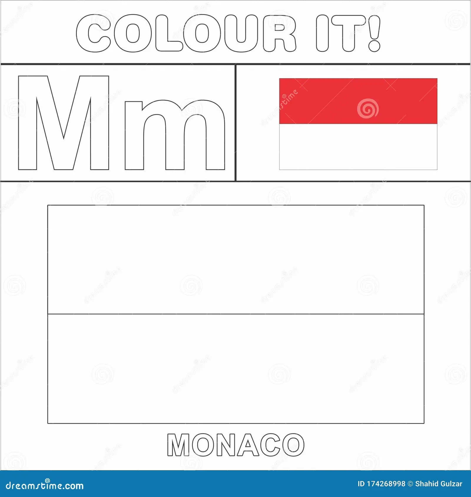 Colour It Kids Colouring Page Country Starting From English Letter M Monaco How To Color Flag Stock Illustration Illustration Of Vector Drawing 174268998