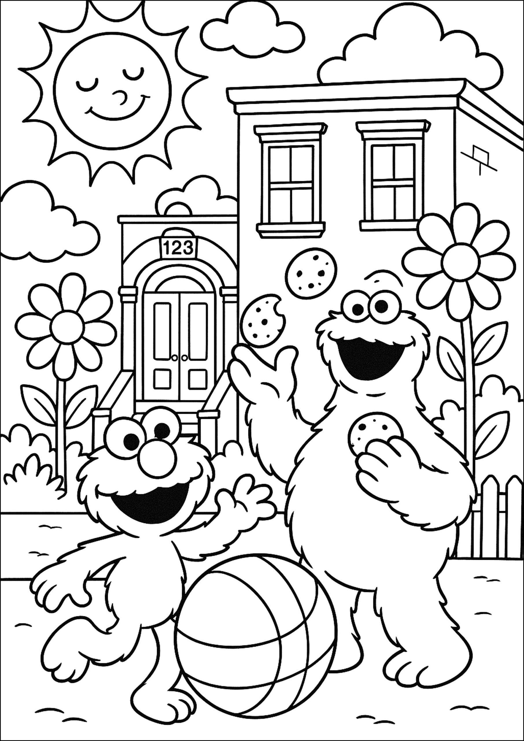 Cookie Monster With Elmo Sesame Street Coloring Pages Cookie Monster With Elmo Sesame Street Coloring Pages