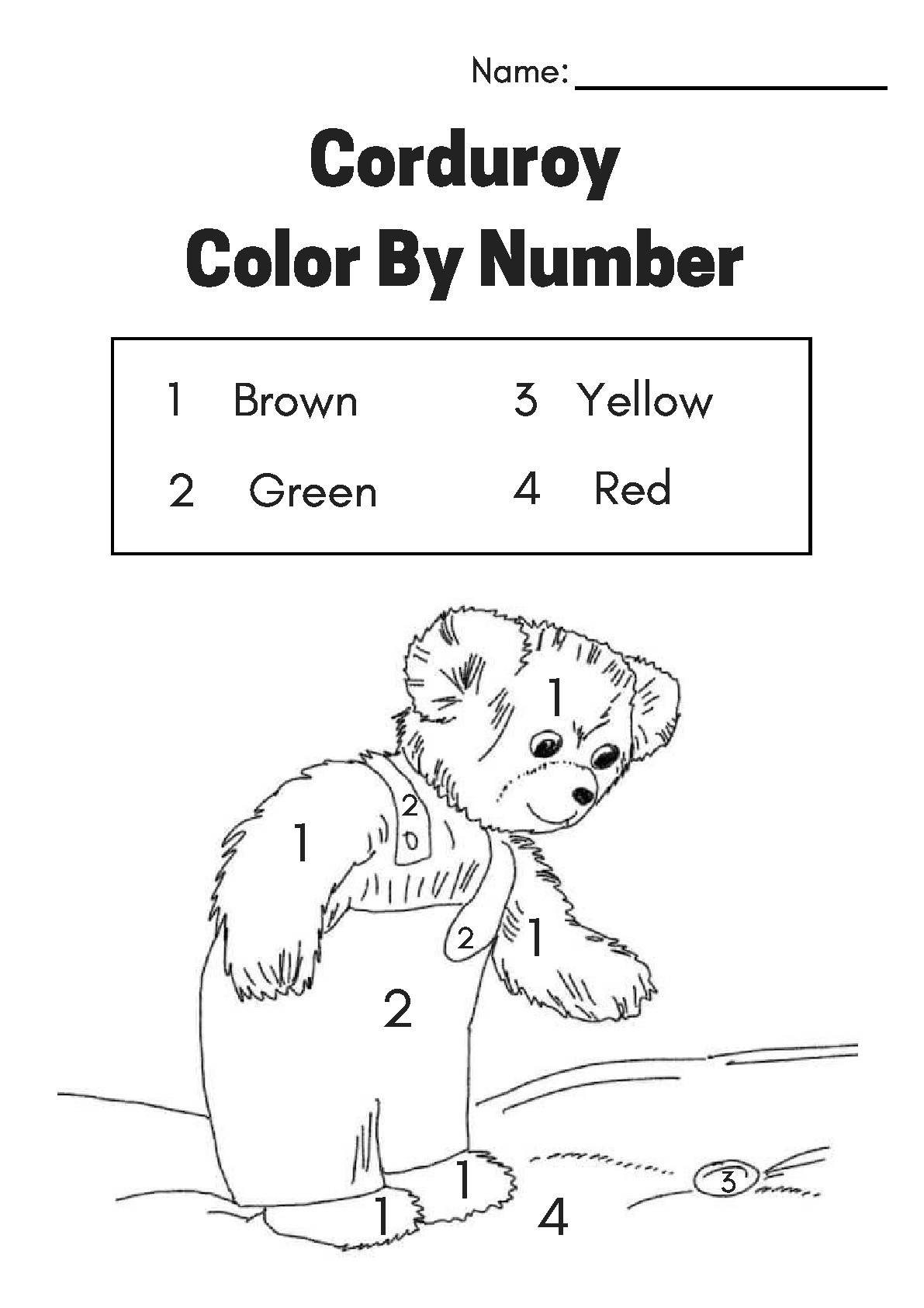 Corduroy Color By Number By Basler s Best TPT