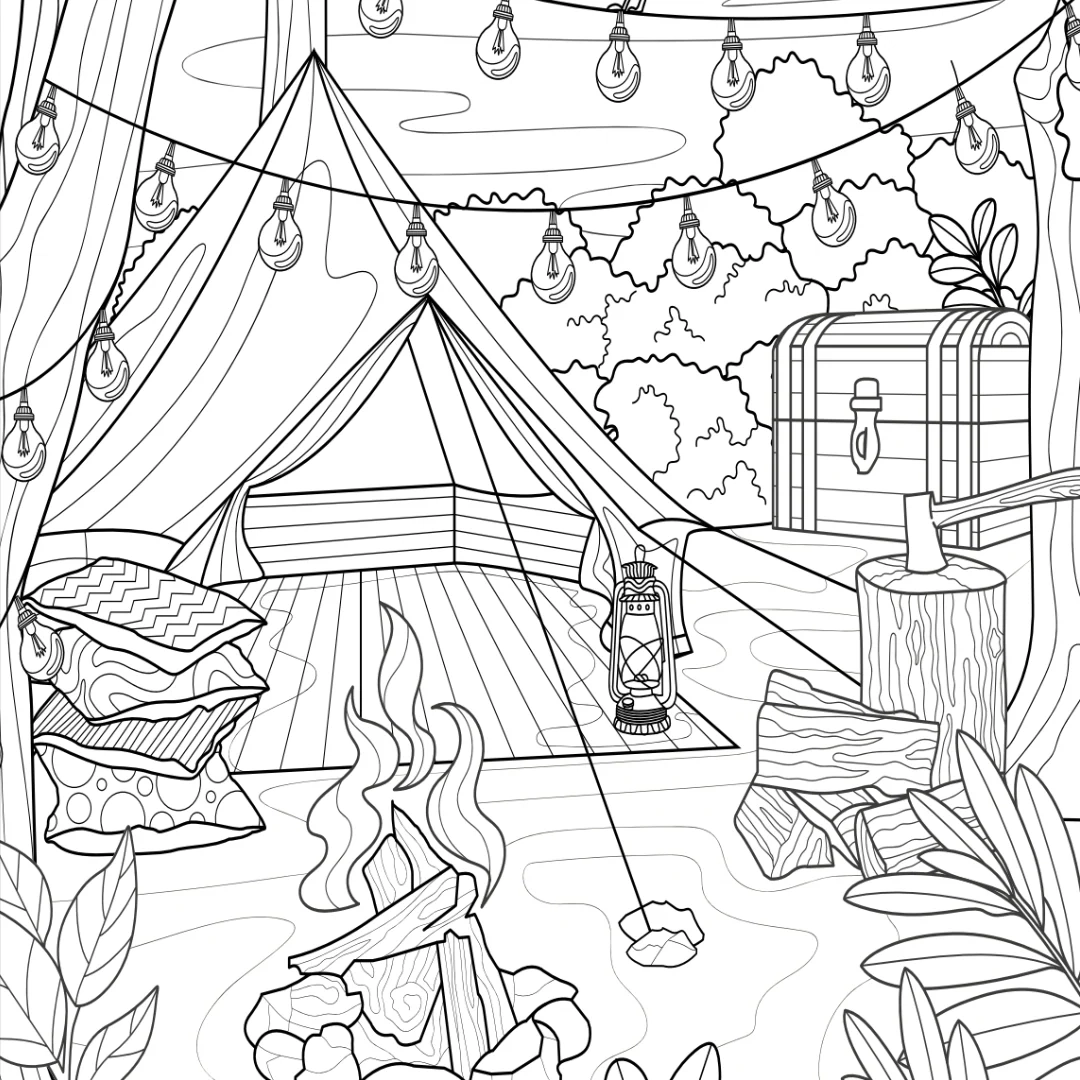 Cosy Camping Colouring Page Castle Arts Cosy Camping Colouring Page Castle Arts