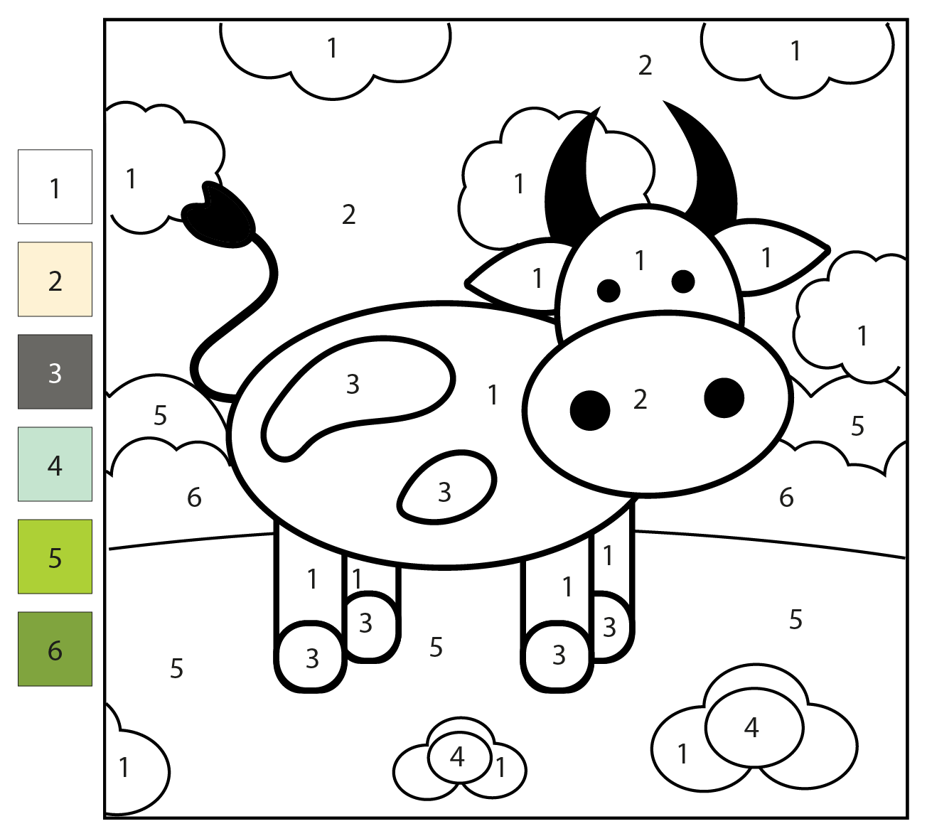 Cow Color By Number Coloring Page Free Printable Cow Color By Number Coloring Page Free Printable