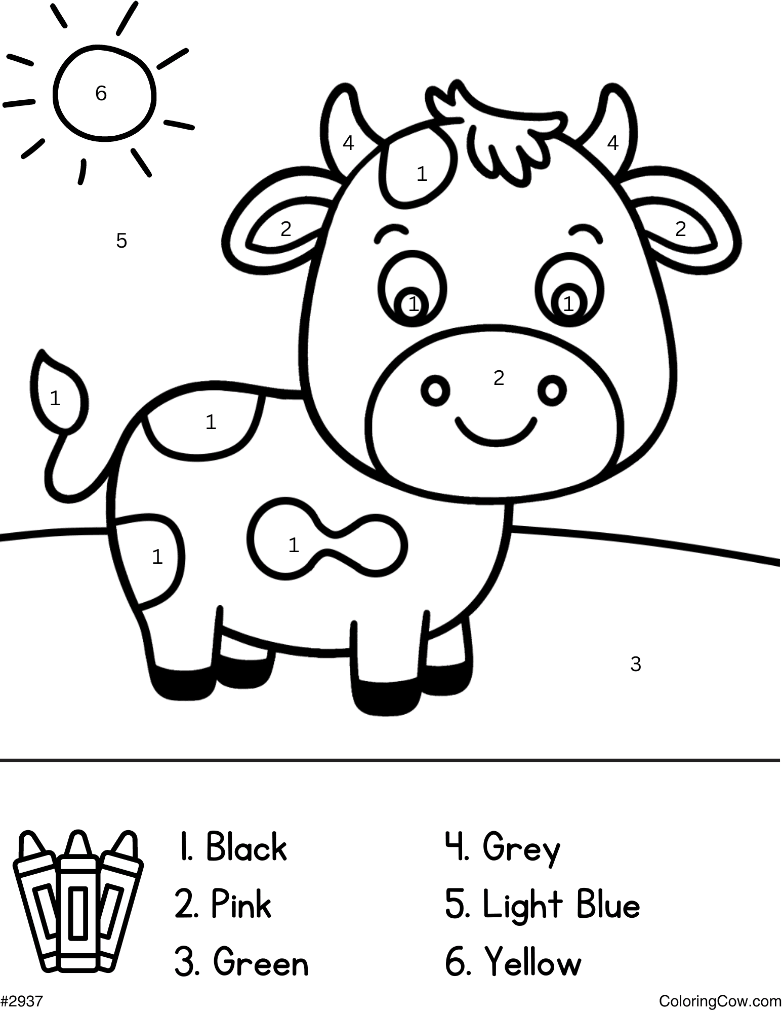 Cow Color By Number Coloring Page Cow Color By Number Coloring Page