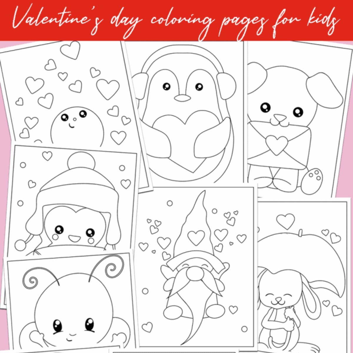 valentine animal coloring pages
