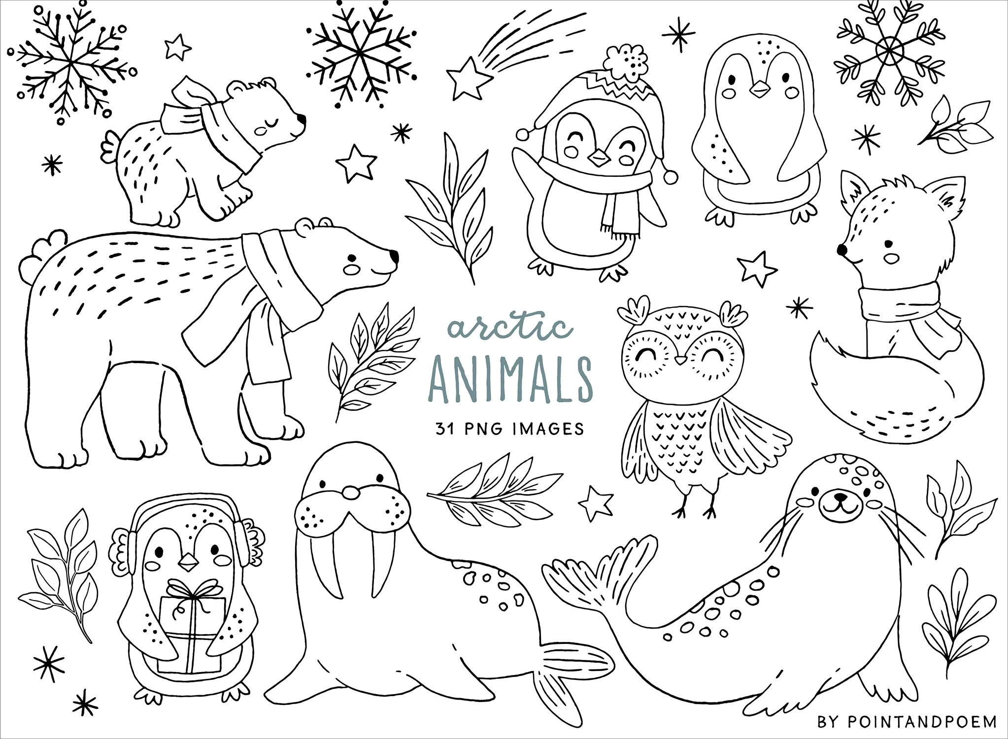 artic animals coloring page