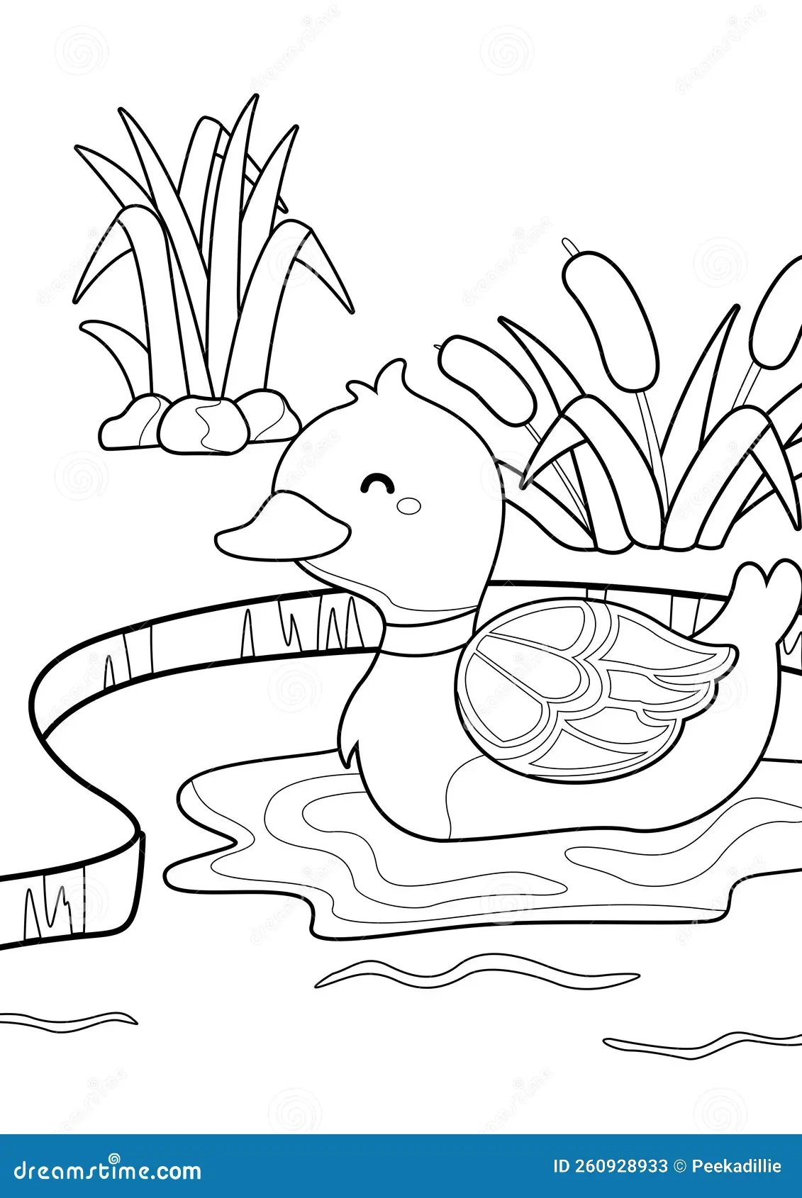 Cute Duck Pond Animal Coloring Pages A4 For Kids And Adult Stock Illustration Illustration Of Monochrome Animal 260928933