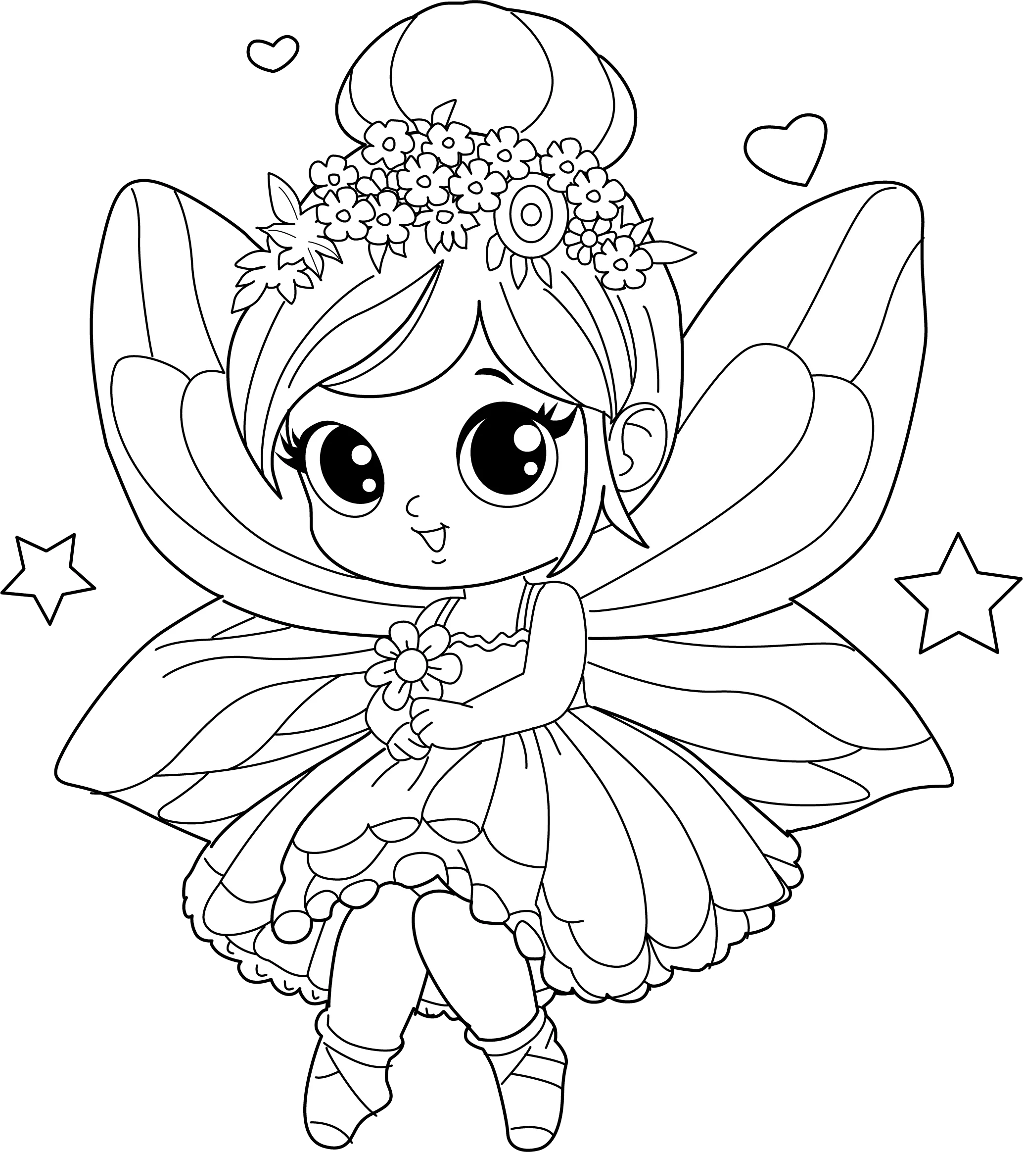 Cute Fairy Coloring Page Free Coloring Page Printable