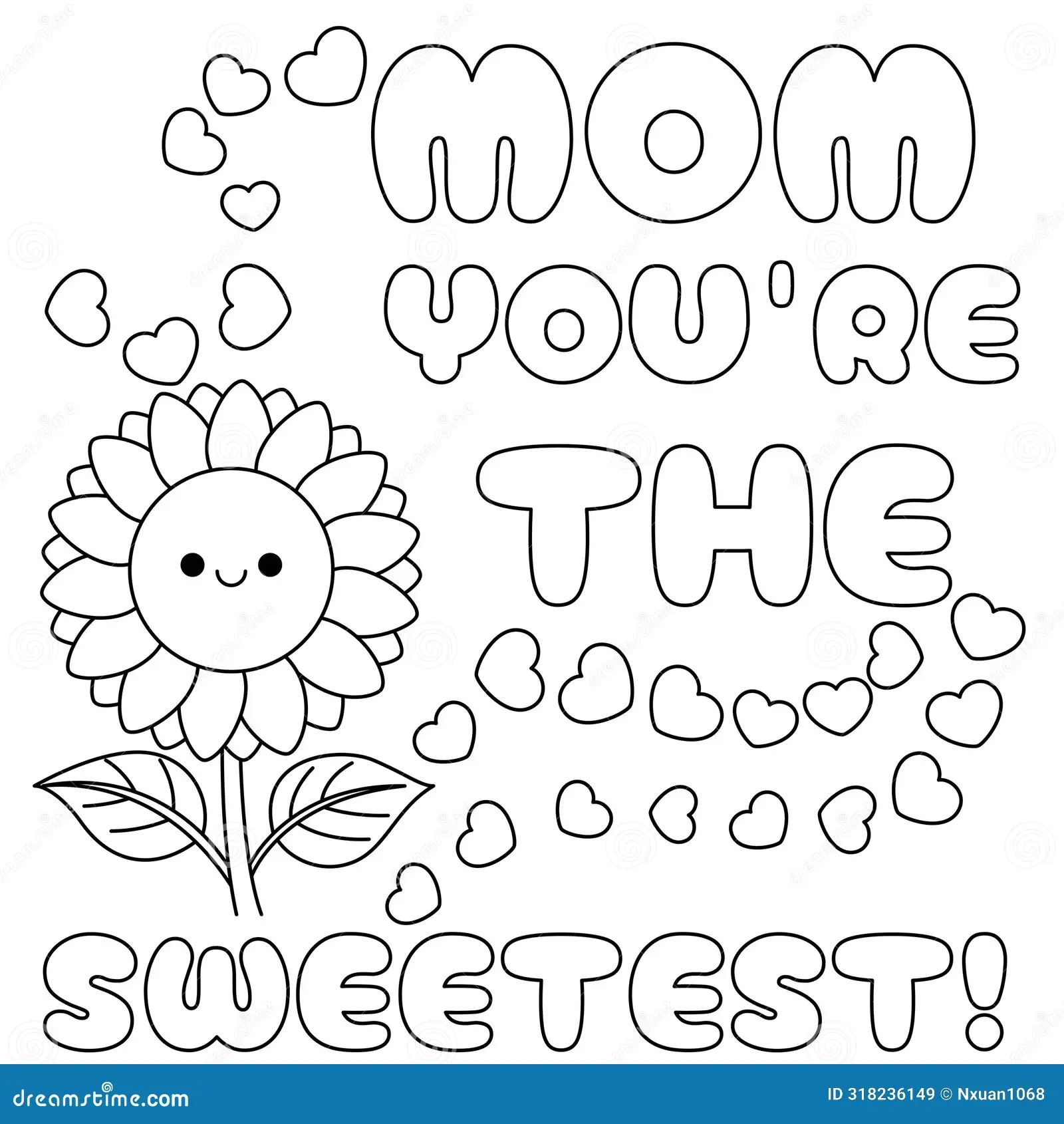 Cute Mother s Day Coloring Pages For Kids Outline Vector Illustration Easy To Color Black And White Activity Worksheet Stock Vector Illustration Of Drawings Love 318236149