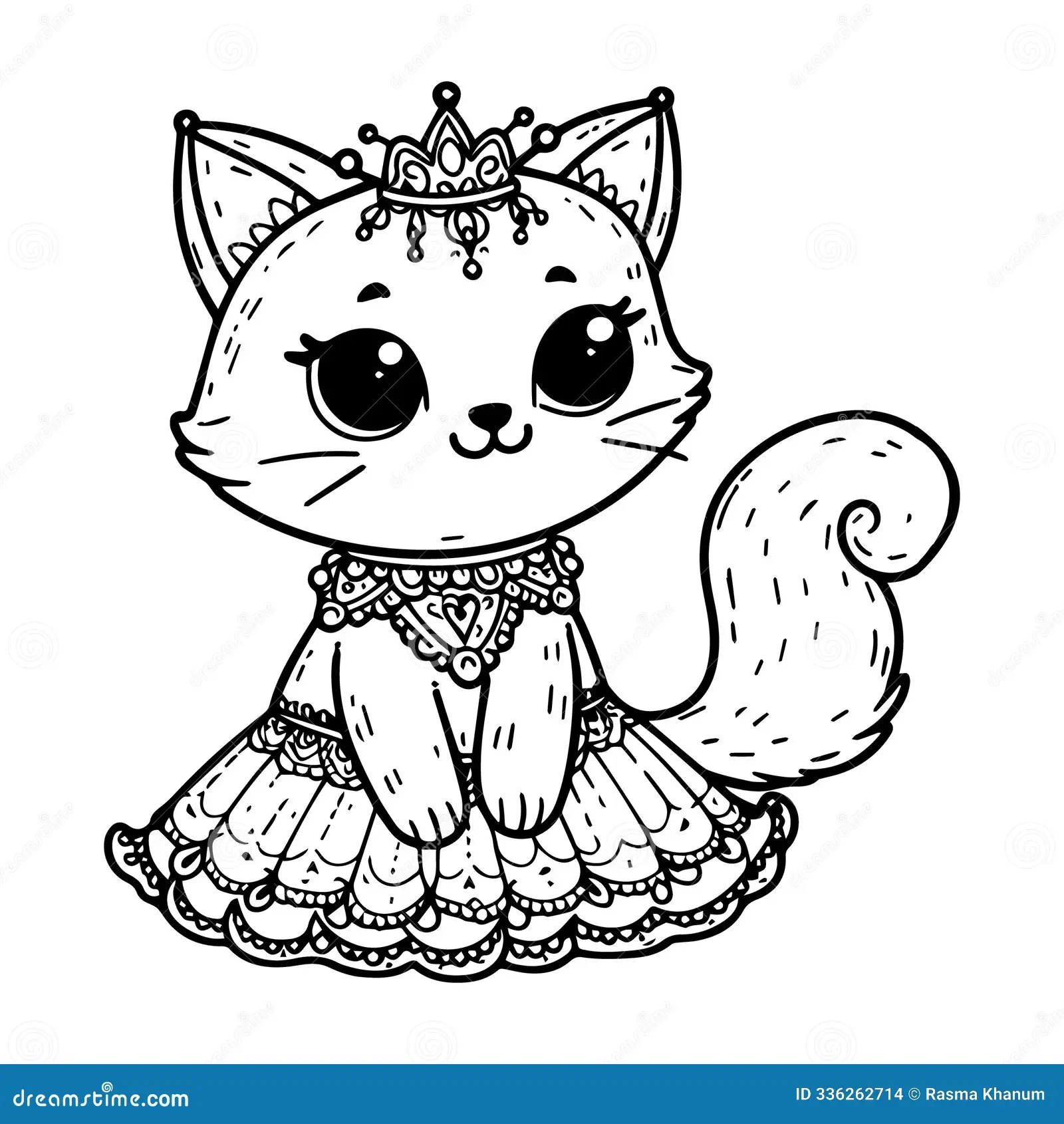 Cute Princess Cat Colouring Page Stock Illustration Illustration Of Person Princess 336262714