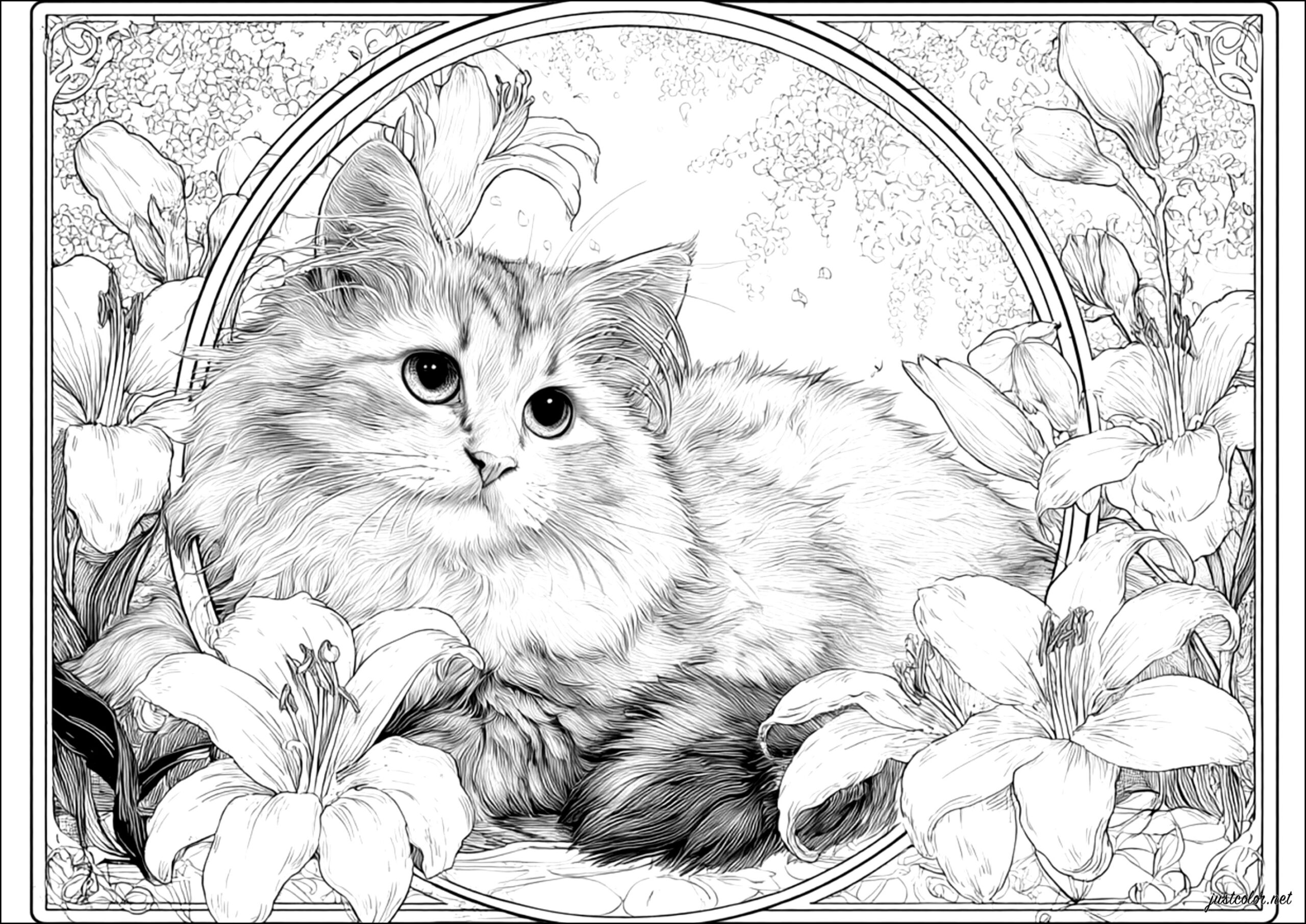 Cute Retro style Cat Cat Coloring Pages For Adults Cute Retro style Cat Cat Coloring Pages For Adults