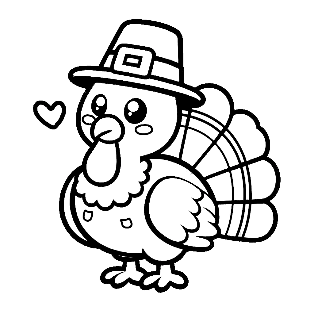 Cute Thanksgiving Turkey With Hat Coloring Page Cute Thanksgiving Turkey With Hat Coloring Page