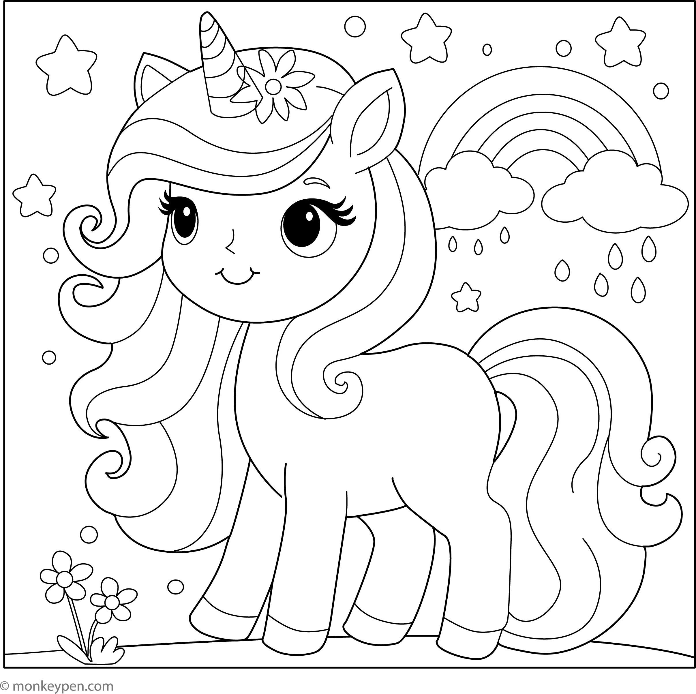 Cute Unicorn Coloring Page Free Coloring Page Printable