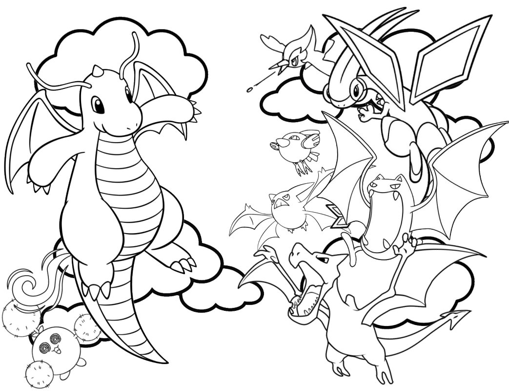 Dad Can You Make Me A Pokemon Coloring Page Of Dragonite Farting With A Fainting Jumpuff And Other Pokemon Are Attacking Dragonite Because He s Stinky As You Wish 