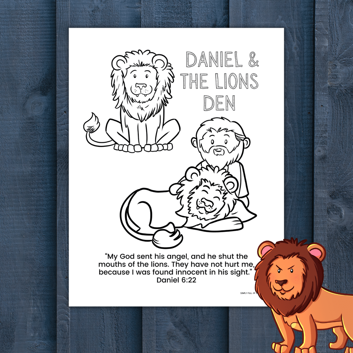 Daniel And The Lions Den Coloring Page Free Printable Simply Full Of Delight