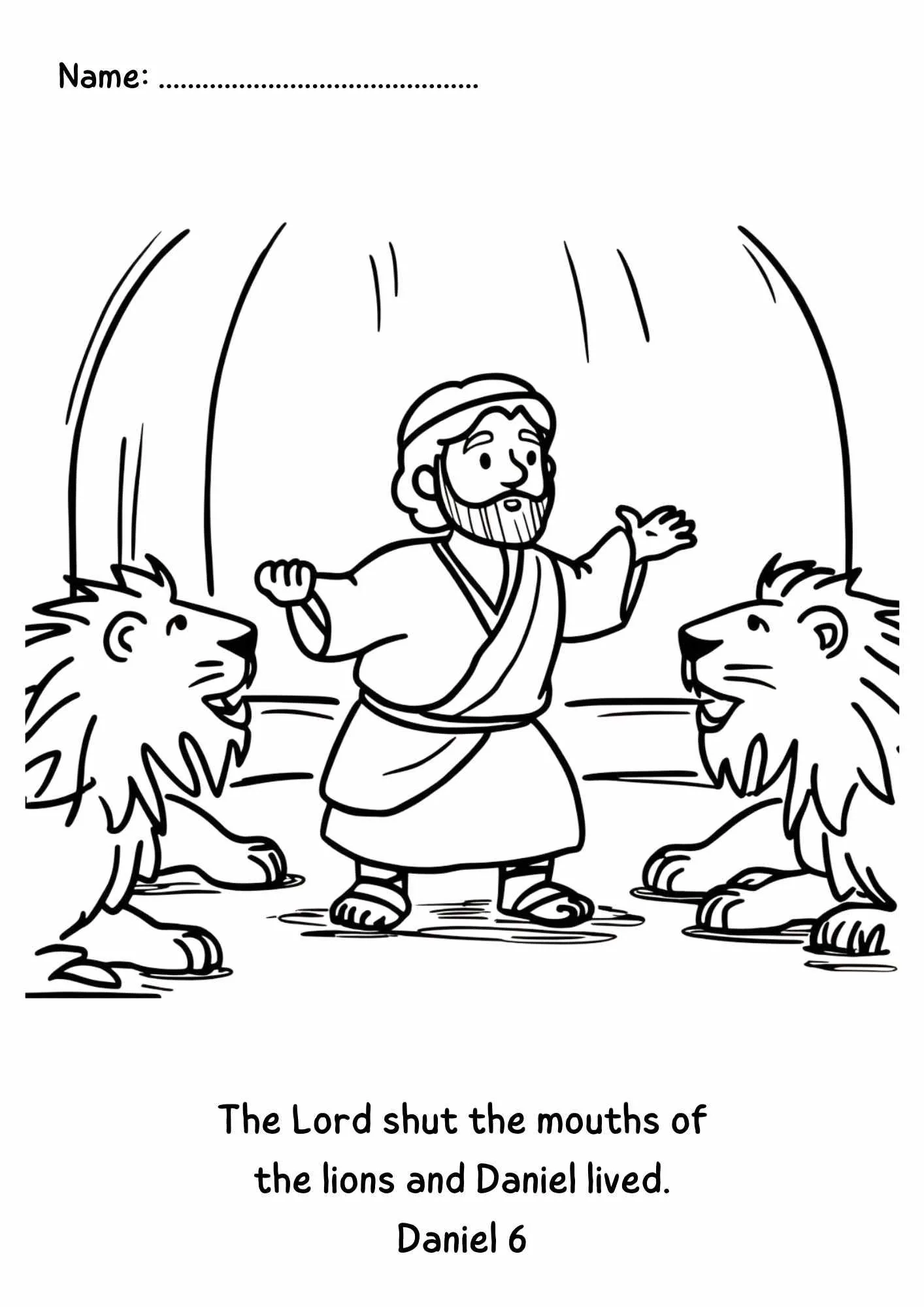 Daniel In The Lions Den Colouring Page Etsy