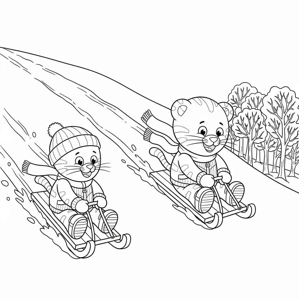 Daniel Tiger s Snowy Toboggan Ride Coloring app