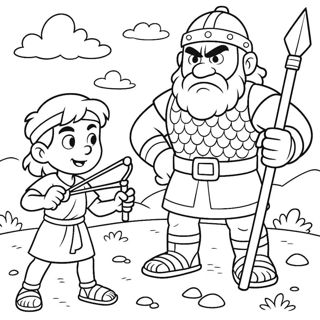 David And Goliath Coloring Page Christian Bible Story Printable For Kids Sunday School Activity Sheet Religious Coloring Etsy