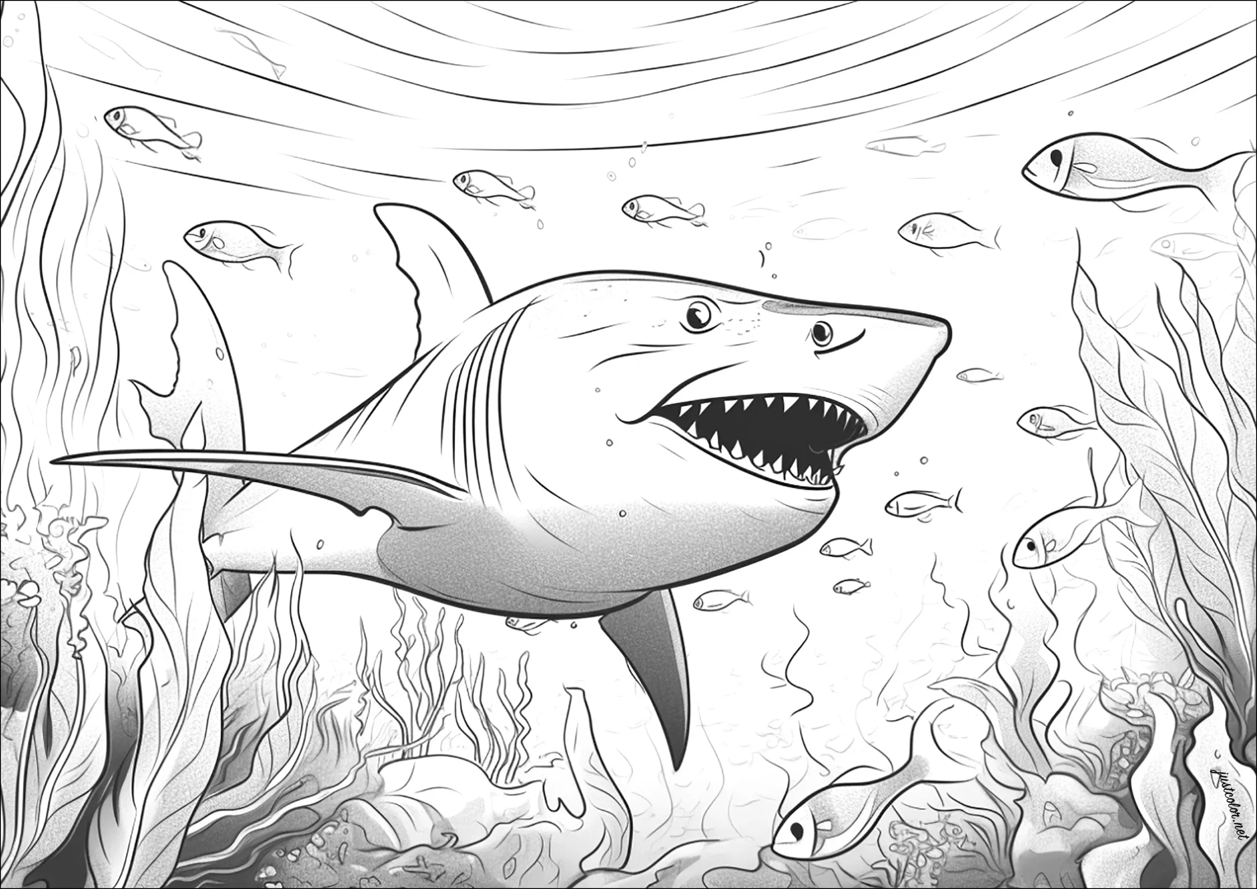 Deep Sea Shark Shark Coloring Pages For Adults