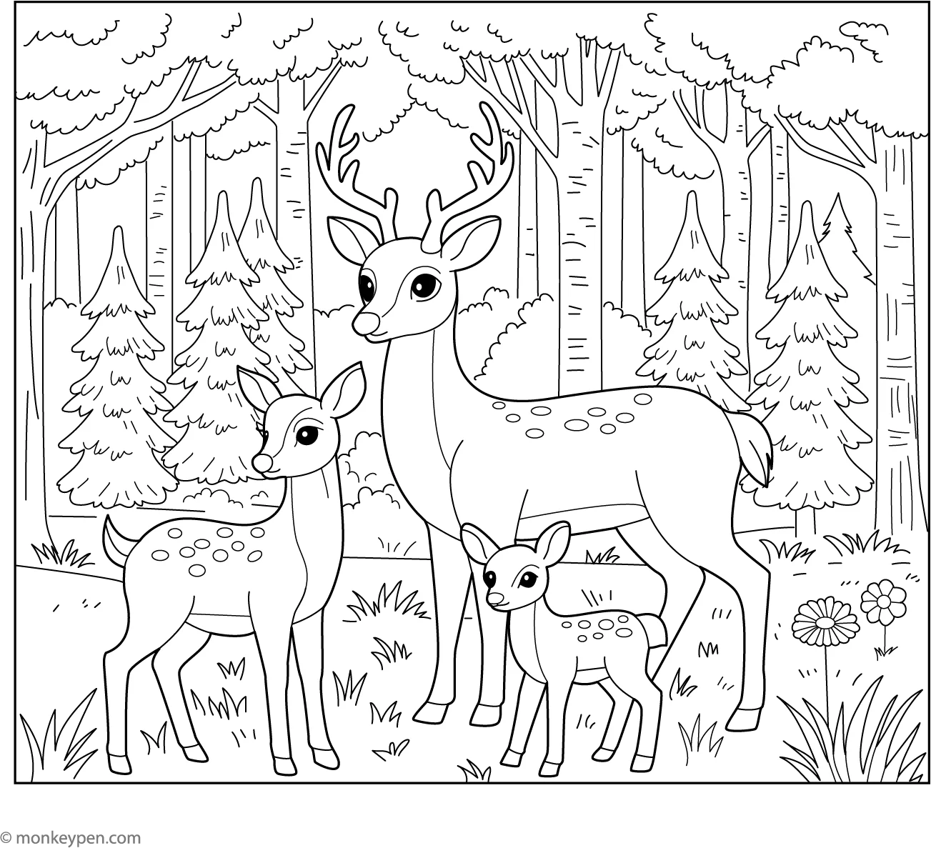 Deer Family Coloring Page Free Printable PDF For Kids Deer Family Coloring Page Free Printable PDF For Kids
