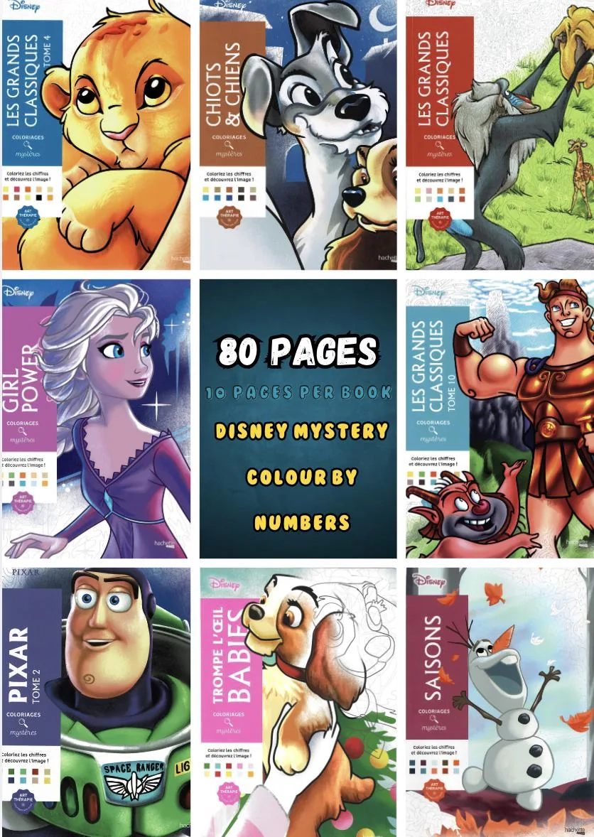 DIGITAL Disney Colour By Numbers Mystery 80 Pages From 8 Books read Item Details Etsy Denmark