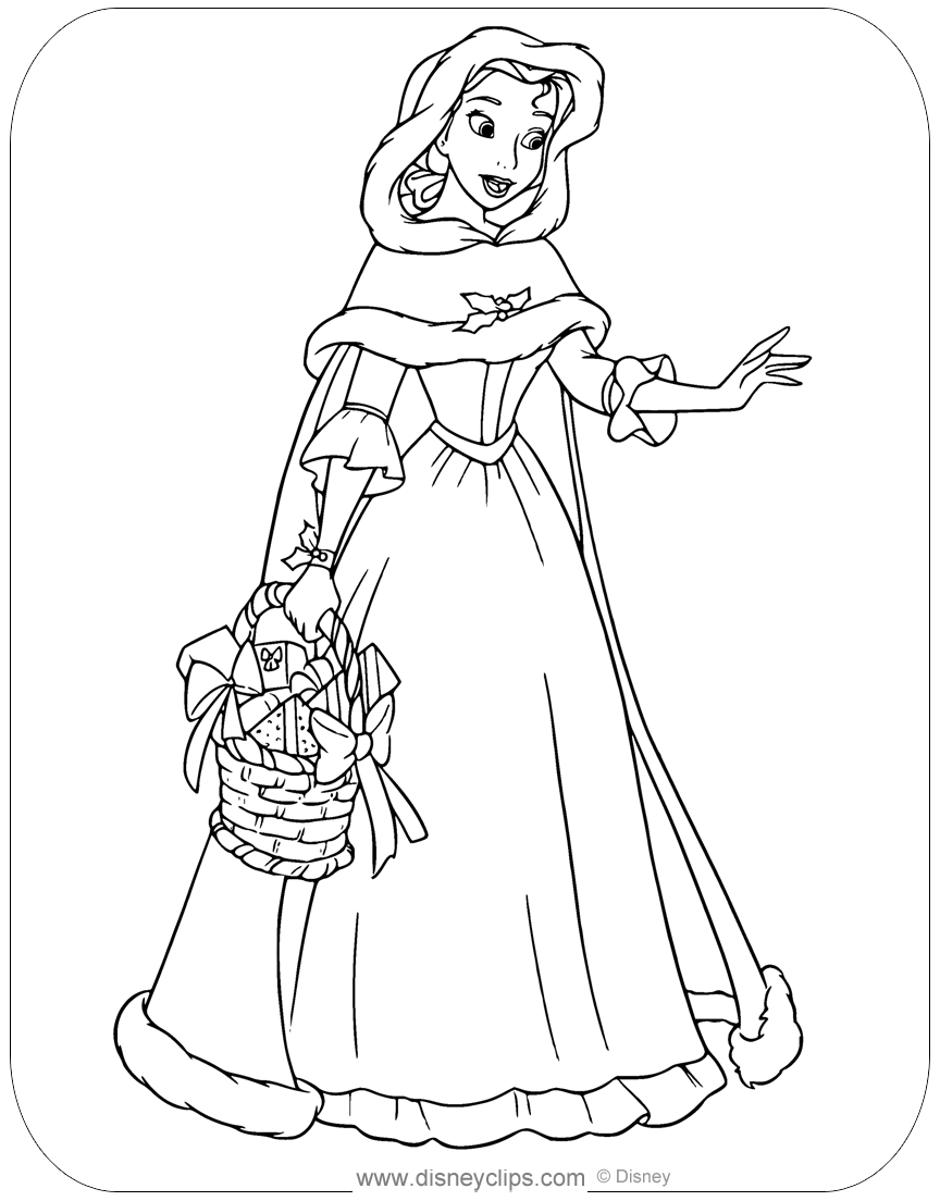 Disney Princess Christmas Coloring Pages Disneyclips