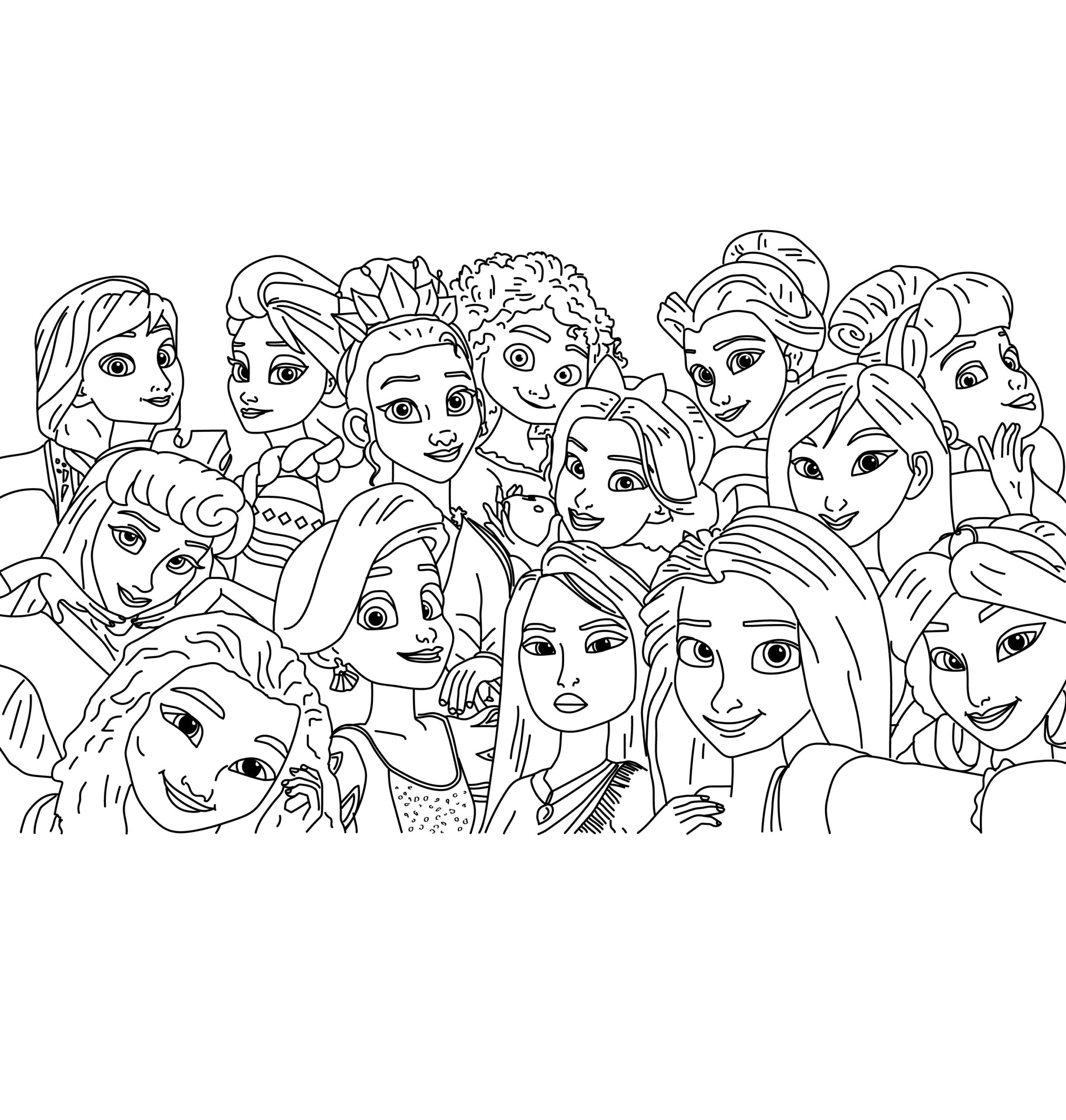 Disney Princesses Coloring Page Color Palette