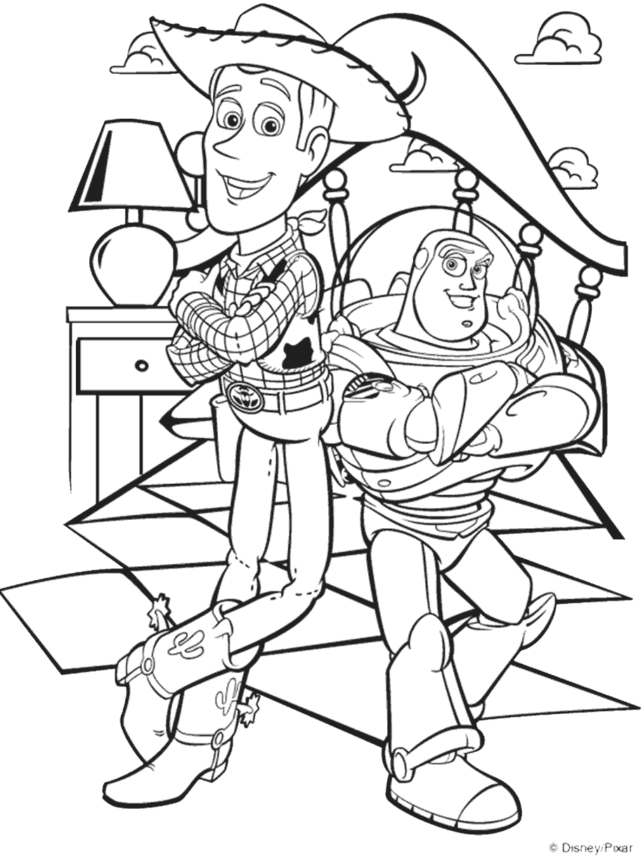 Disney Toy Story Woody And Buzz Coloring Page For Kids