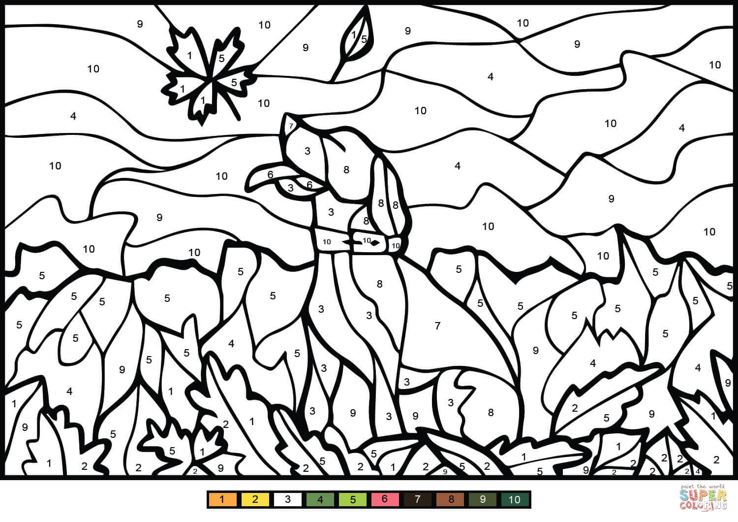 Dog Color By Number Coloring Page Free Printable