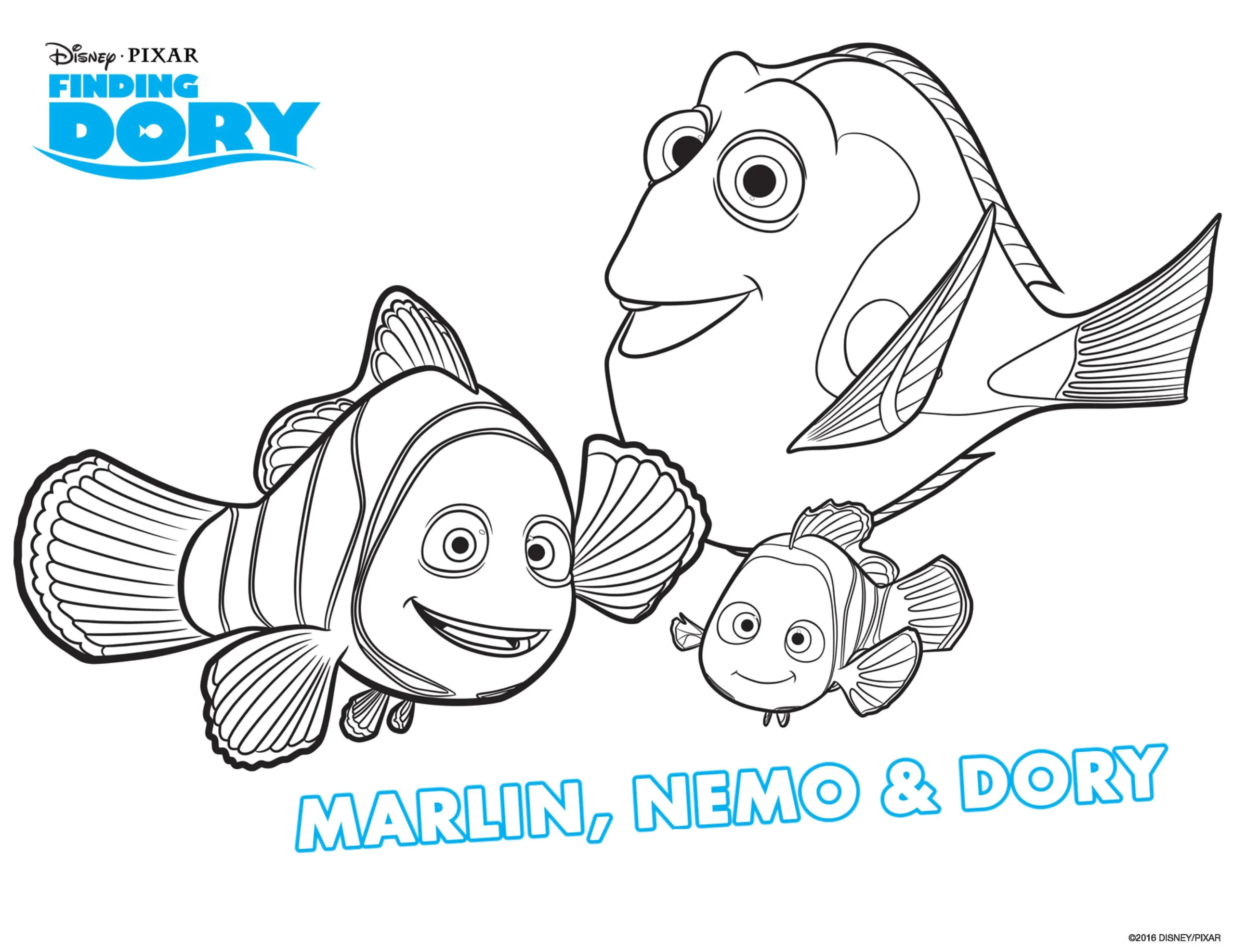 Dory Marin And Nemo Finally Together Again Finding Dory Coloring Pages Dory Marin And Nemo Finally Together Again Finding Dory Coloring Pages