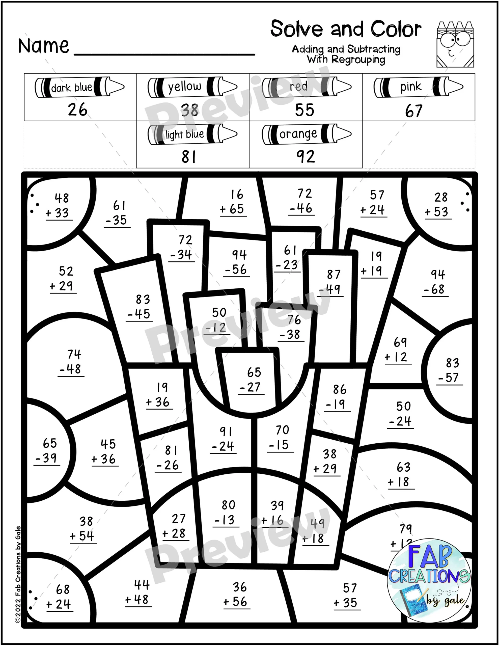 Double Digit Addition Subtraction Color By Code Math Worksheets PDF Etsy Double Digit Addition Subtraction Color By Code Math Worksheets PDF Etsy