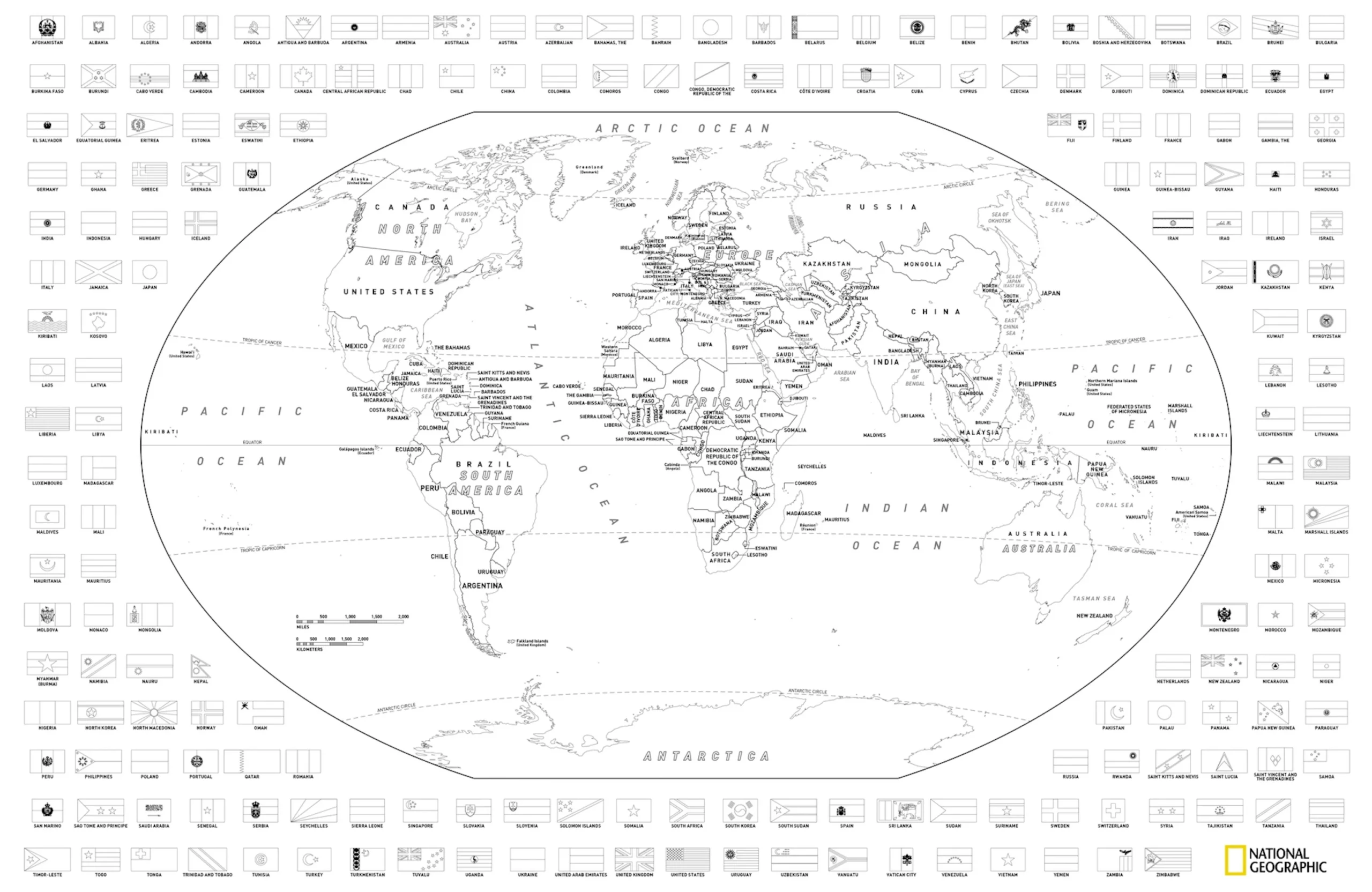 Download And Color A Free World Or United States Map With Flags National Geographic