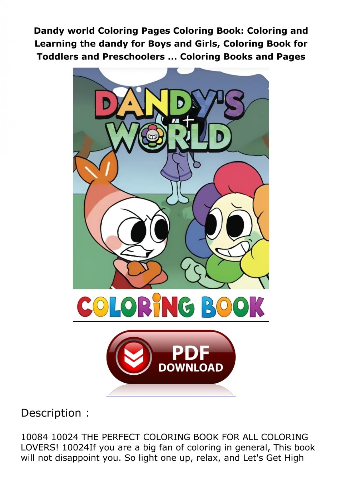 Download PDF Dandy World Coloring Pages Coloring Book Coloring And Learning The Dandy For