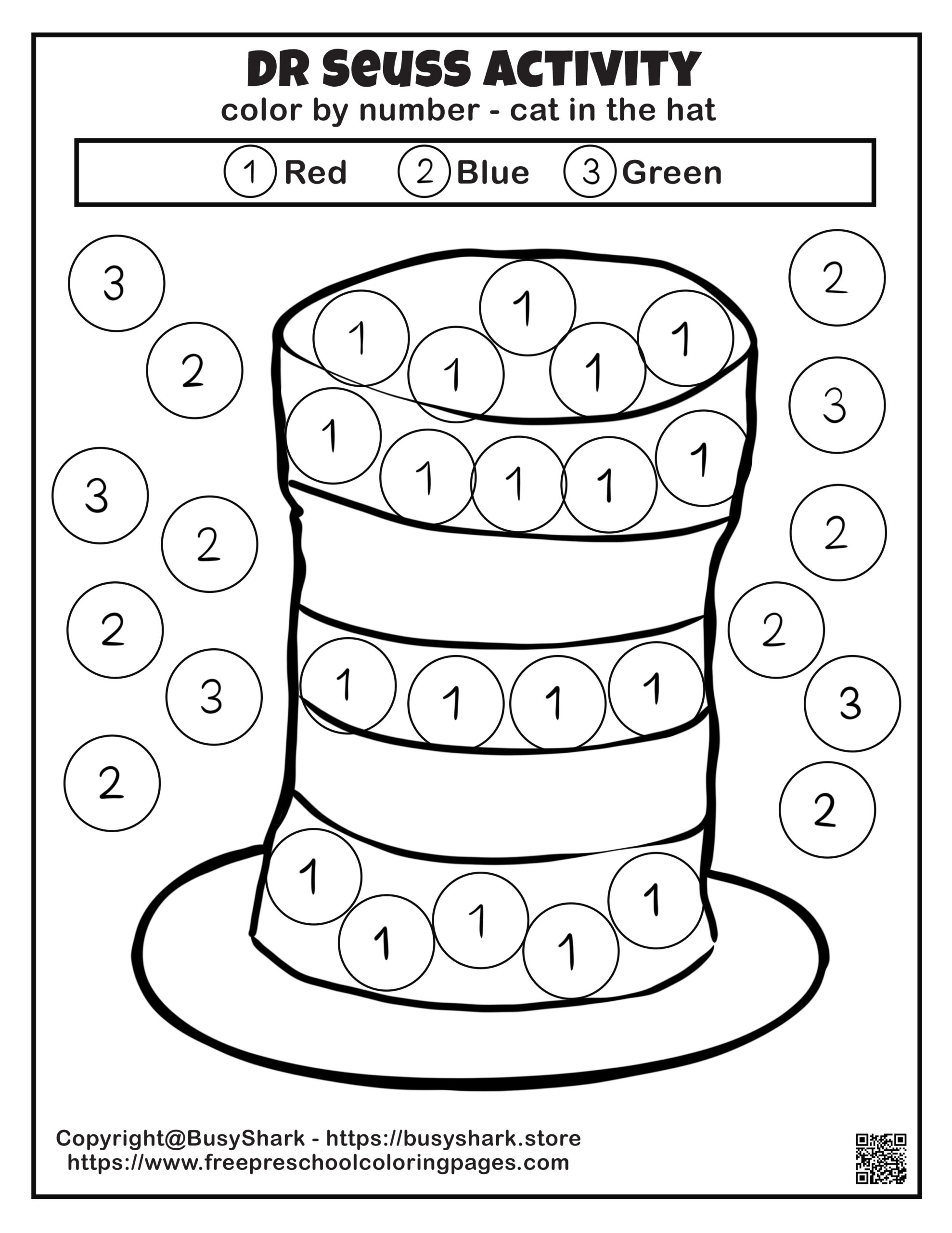 Dr Seuss Color By Number Coloring Page